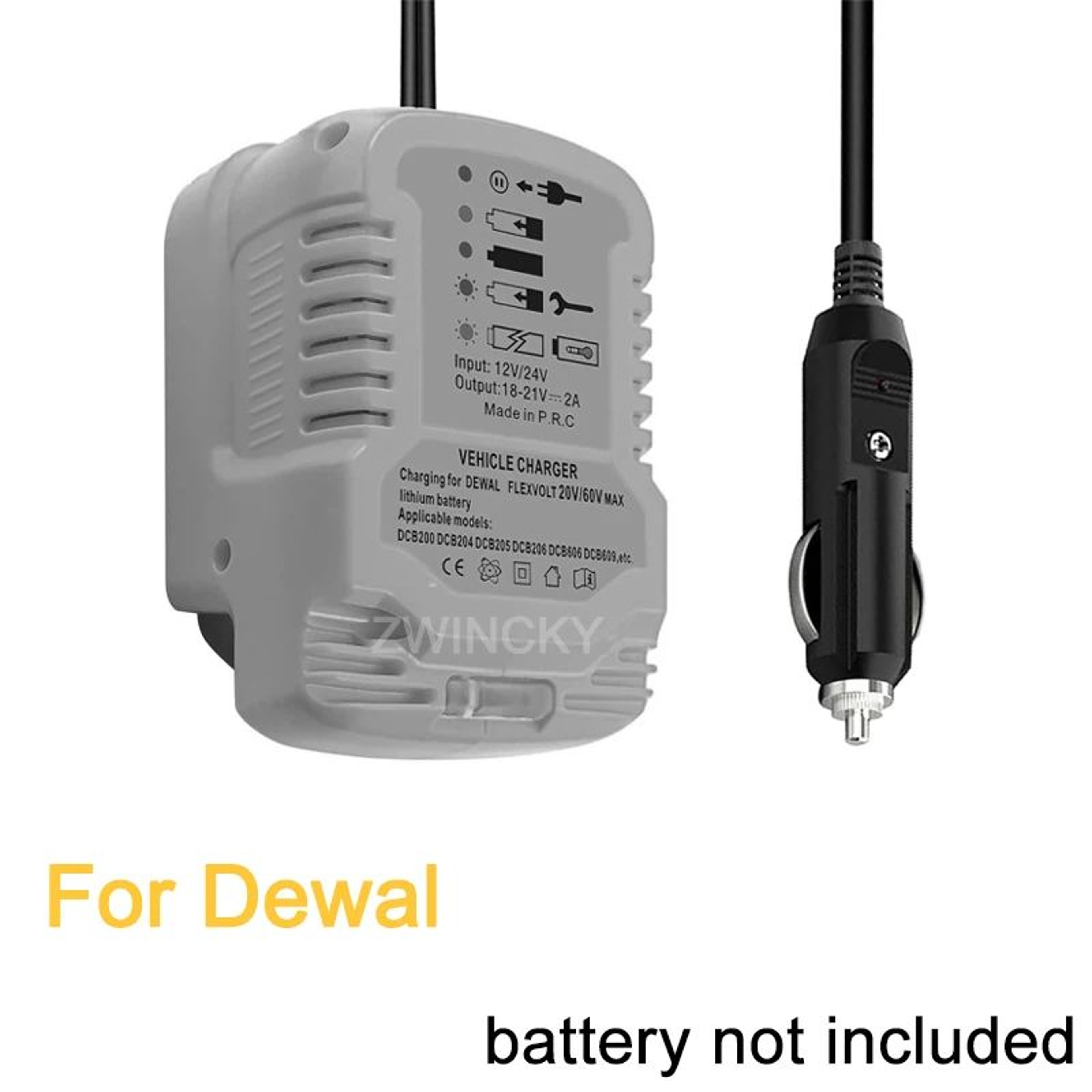 Portable 18V Battery Car Charger With Cigarette Lighter Plug And LED Indicator 10