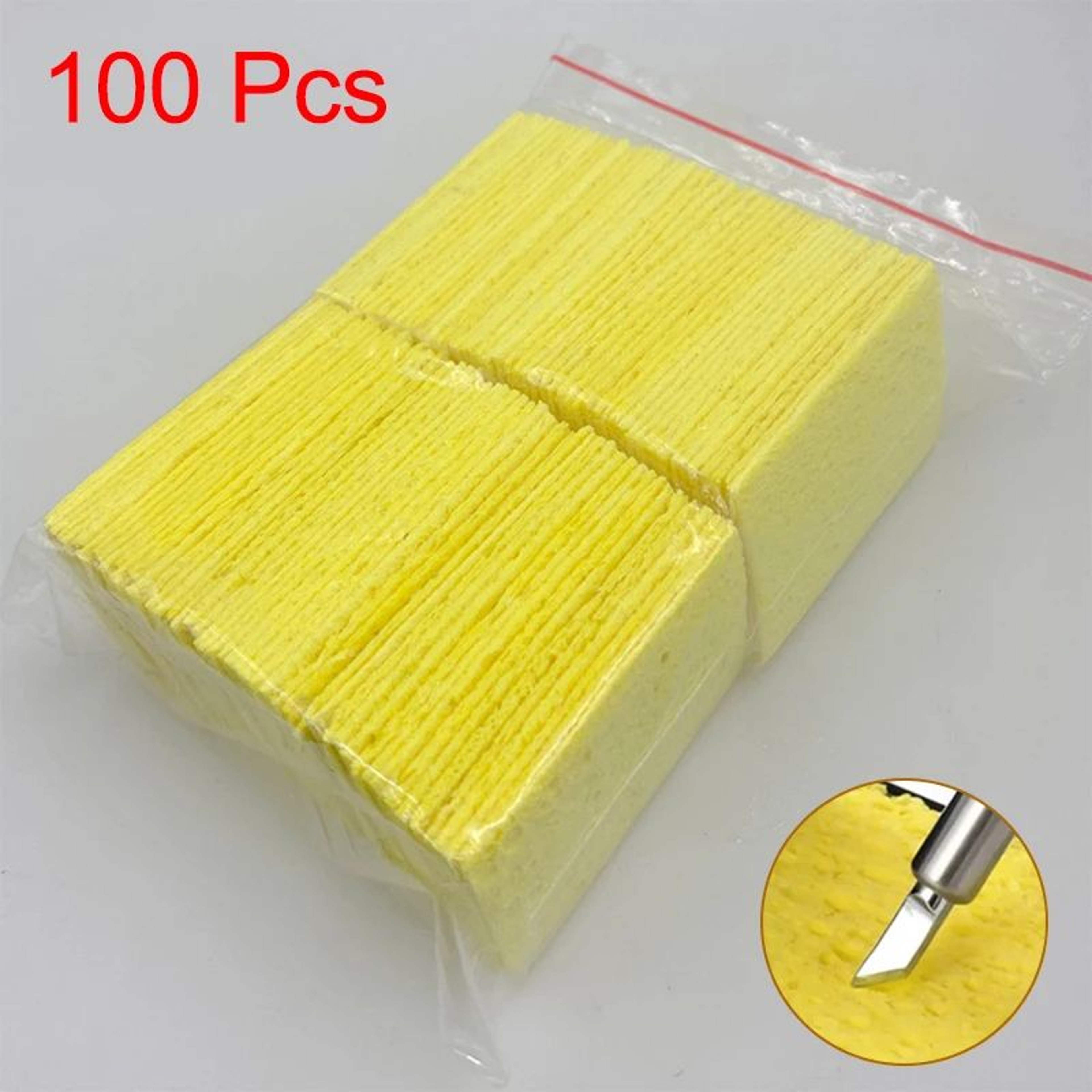100PCS Yellow Soldering Iron Cleaning Sponge Pads For Tip Maintenance And Soldering Tools 0