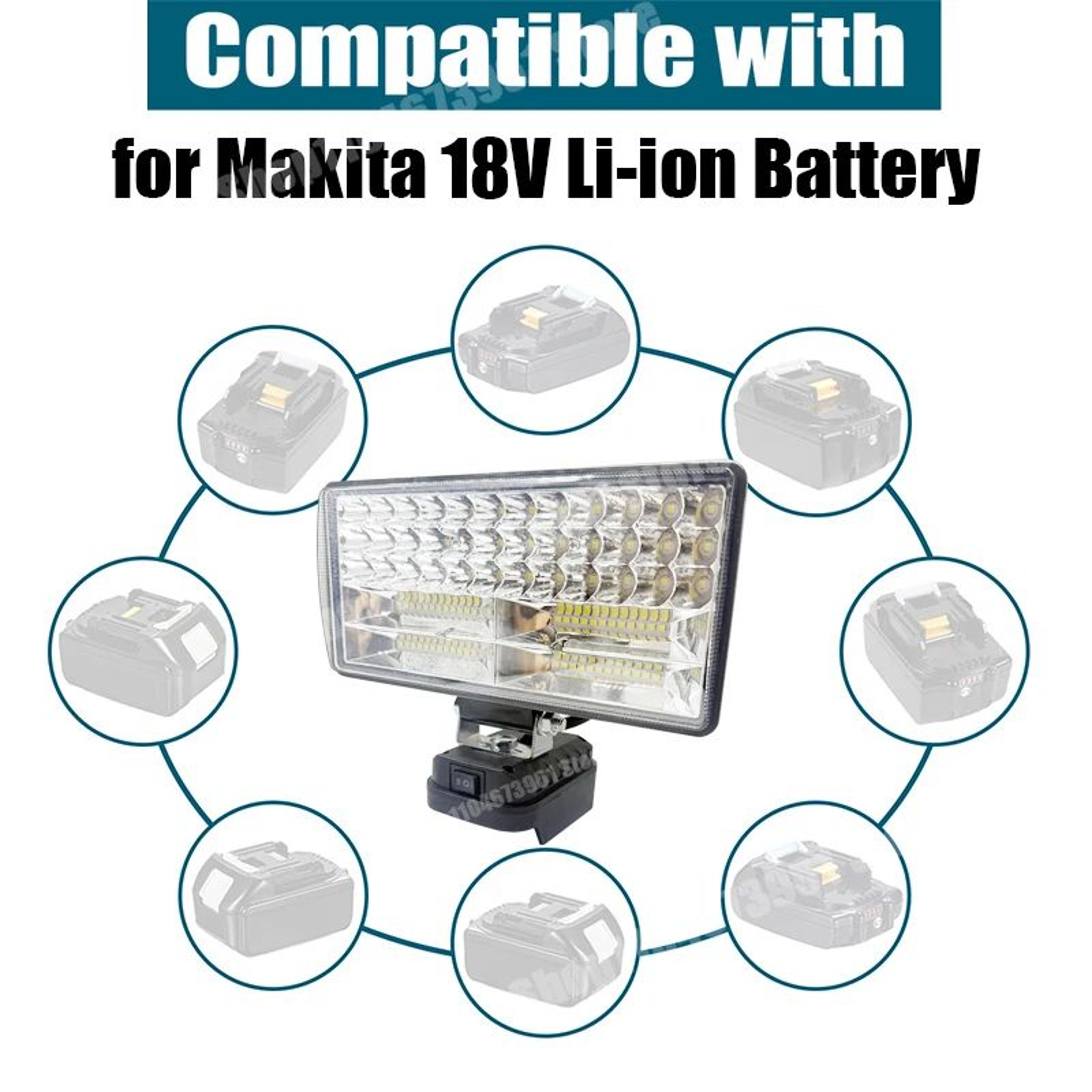 8 Inch LED Work Light With USB Power Bank For 18V Lithium Batteries 5