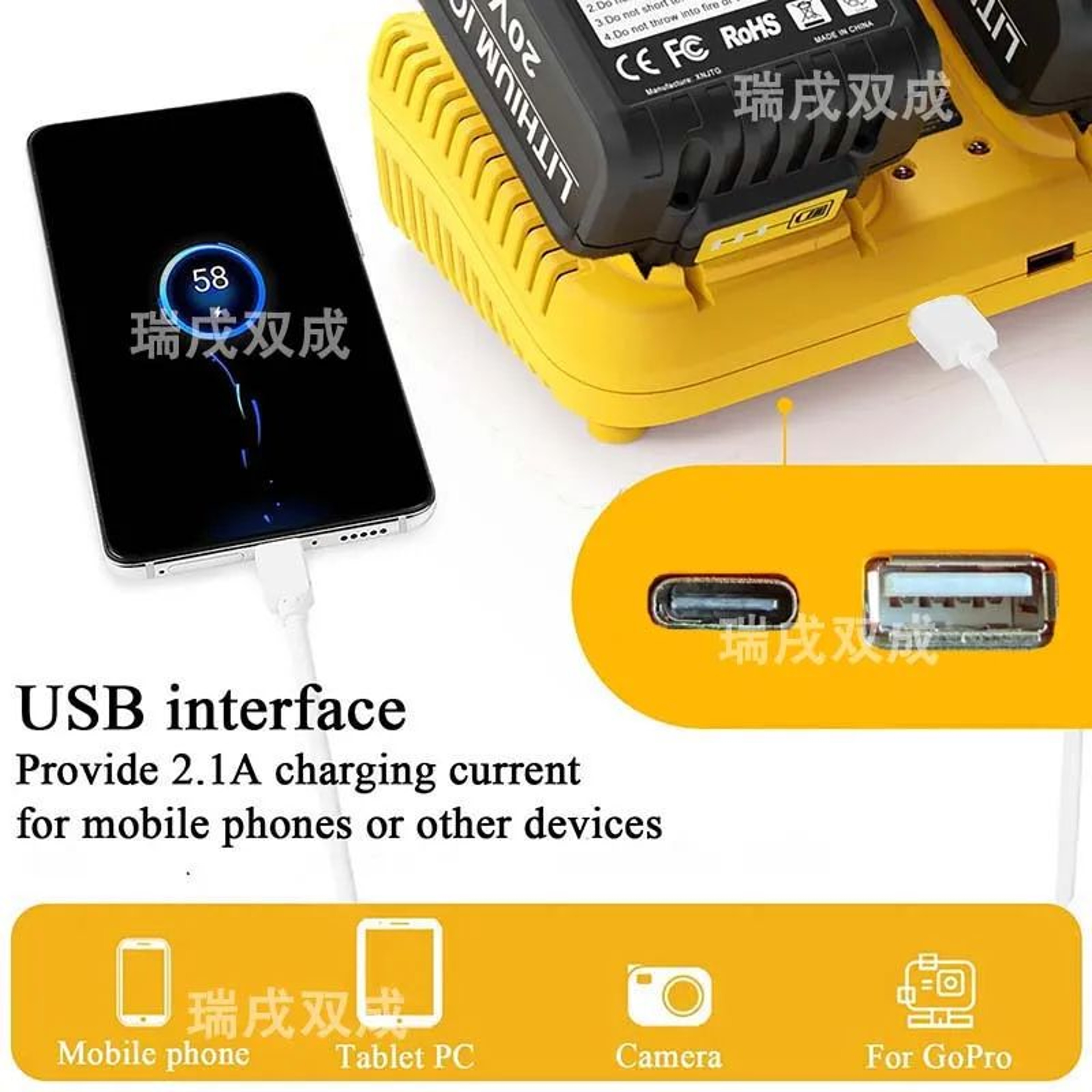 3A Dual Port Lithium Battery Charger For 108V 12V 144V 20V Power Tools 4