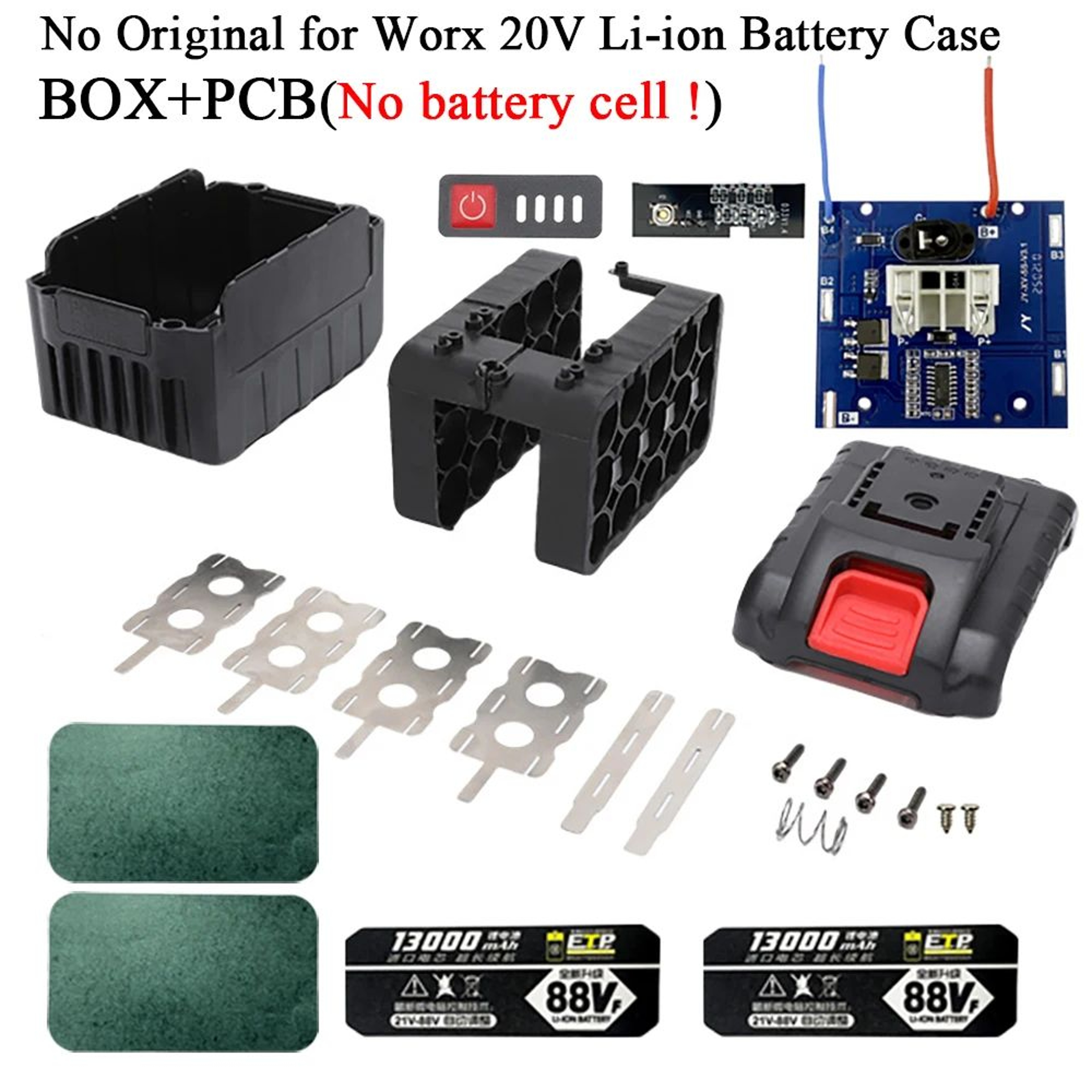 20V Lithium Battery Replacement Case With PCB Protection Board For 15 18650 Cells 0