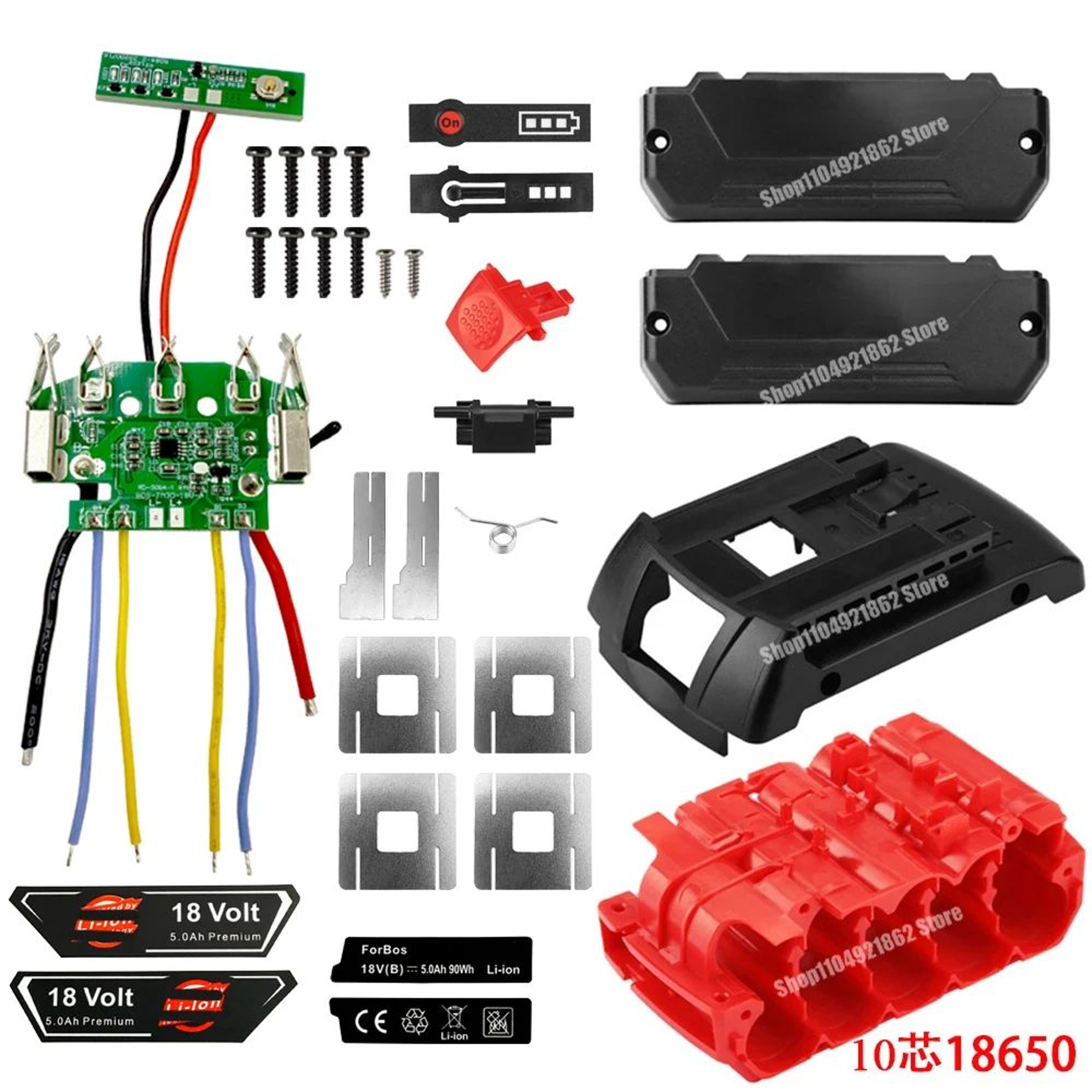 18V Lithium Battery Repair Case With 10Cell 18650 Holder And PCB Protection Board 6