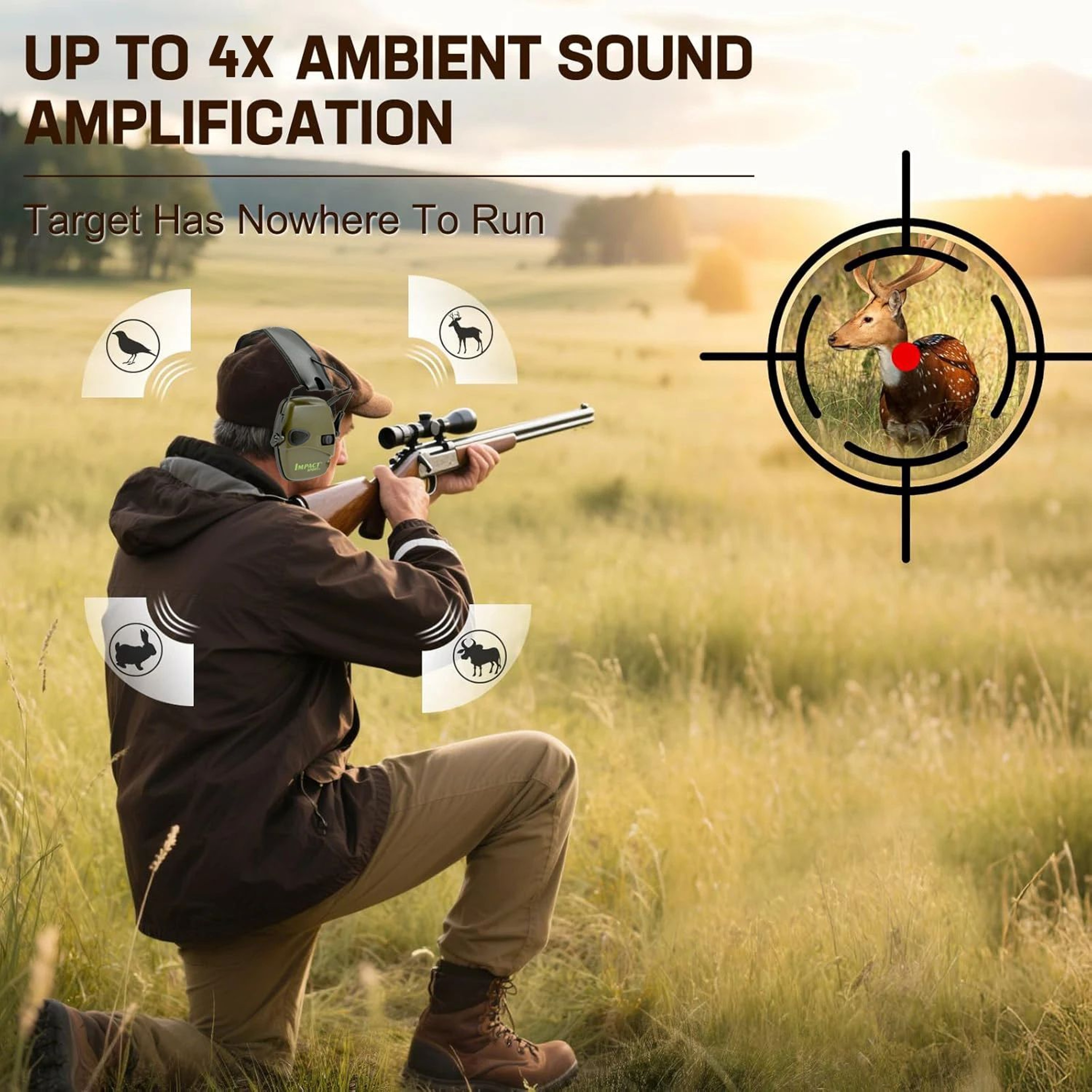 Electronic Shooting Earmuffs With 4X Sound Amplification And Noise Reduction 2