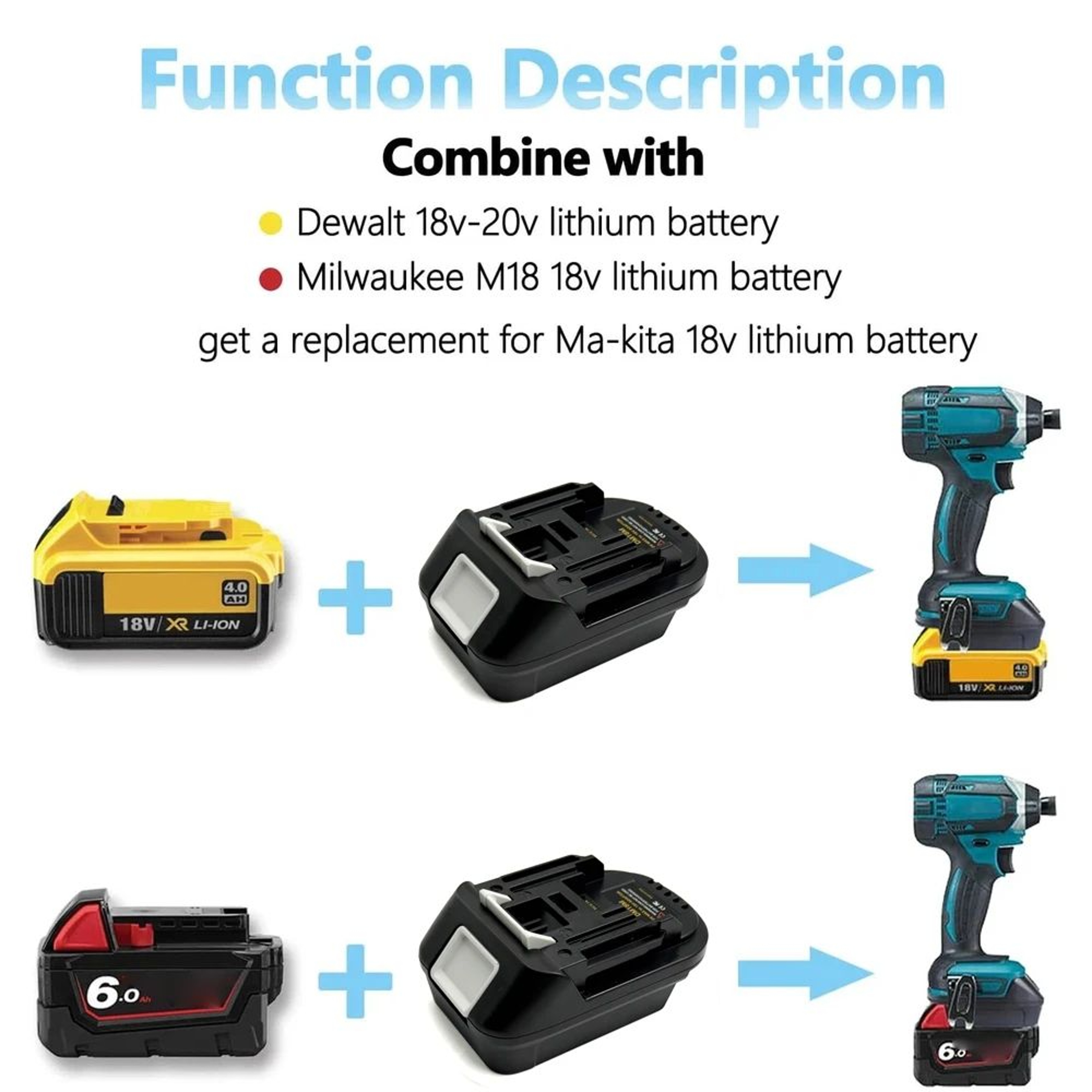 18V 20V Battery Converter Adapter For Cordless Drill And Power Tools 2