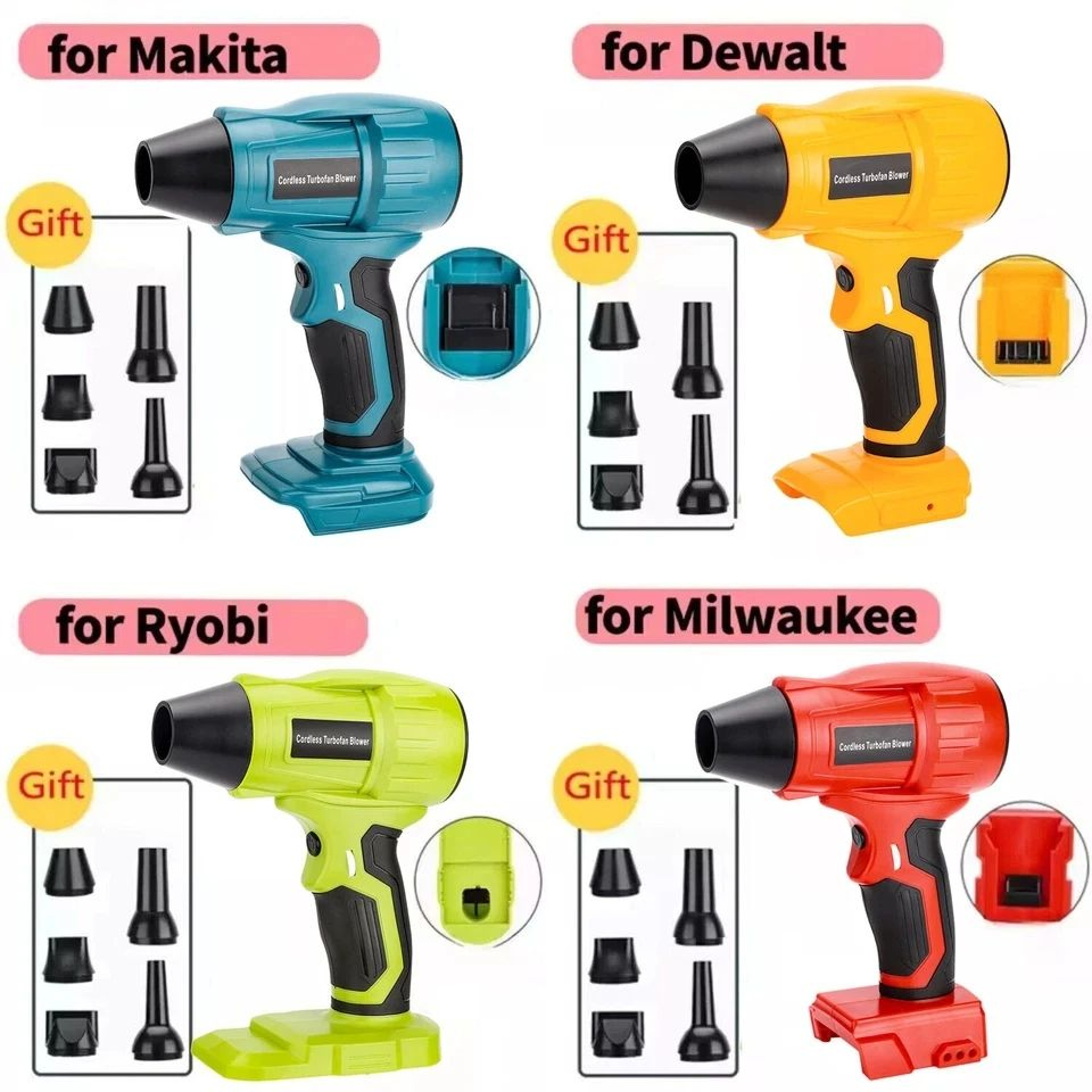 350W Cordless Turbo Jet Blower With Adjustable Airflow And 5 Nozzles 3