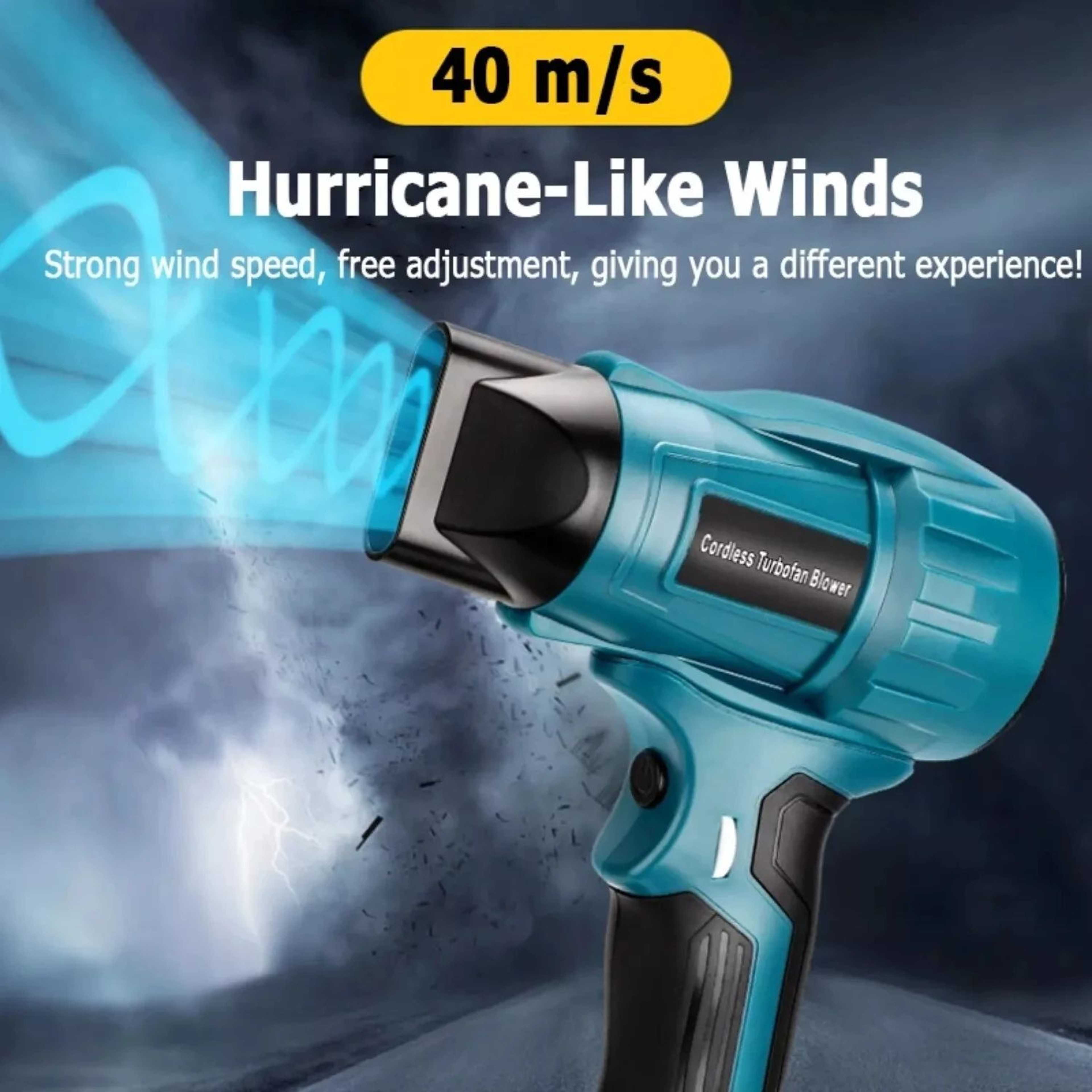 350W Cordless Turbo Jet Blower With Adjustable Airflow And 5 Nozzles 2