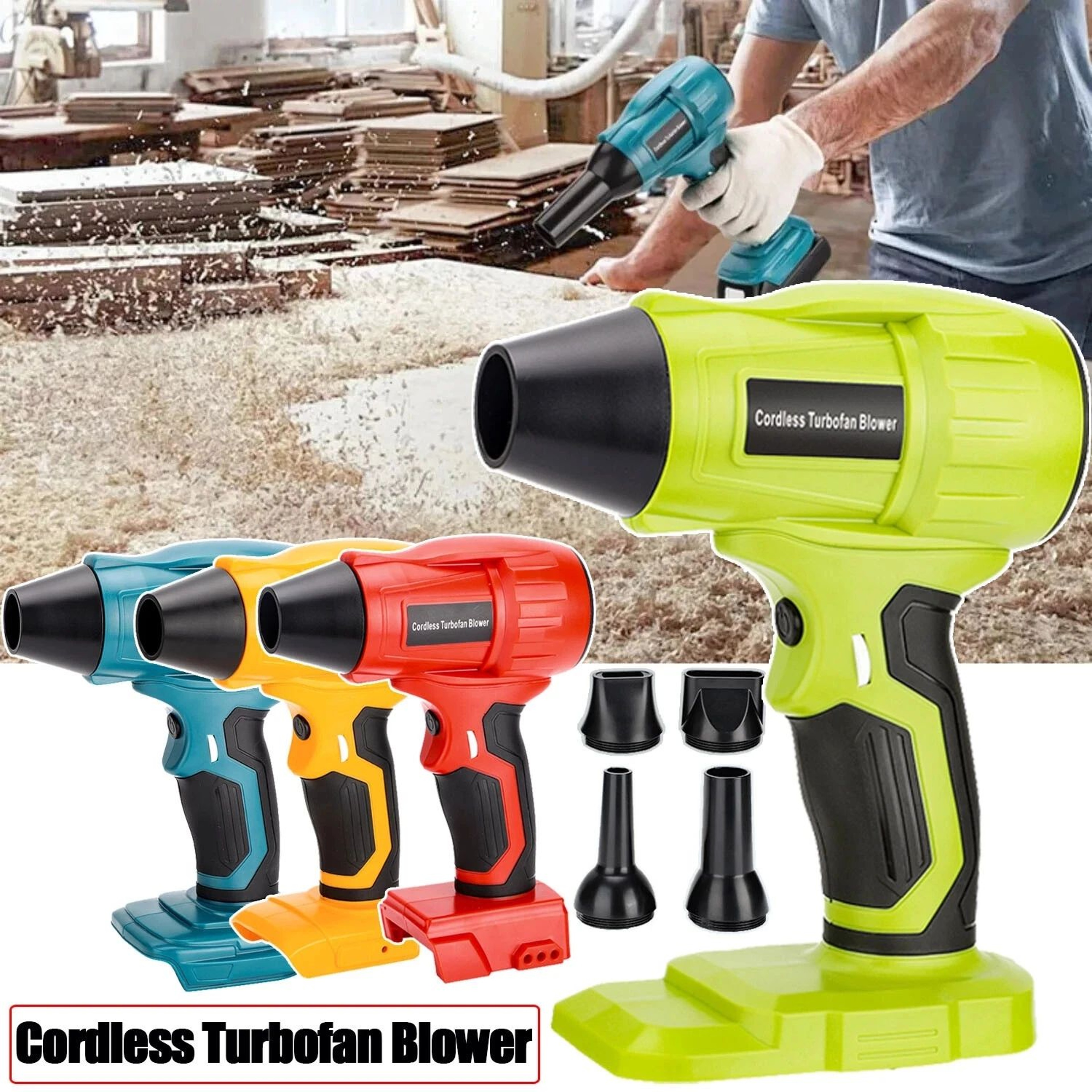 350W Cordless Turbo Jet Blower With Adjustable Airflow And 5 Nozzles 0