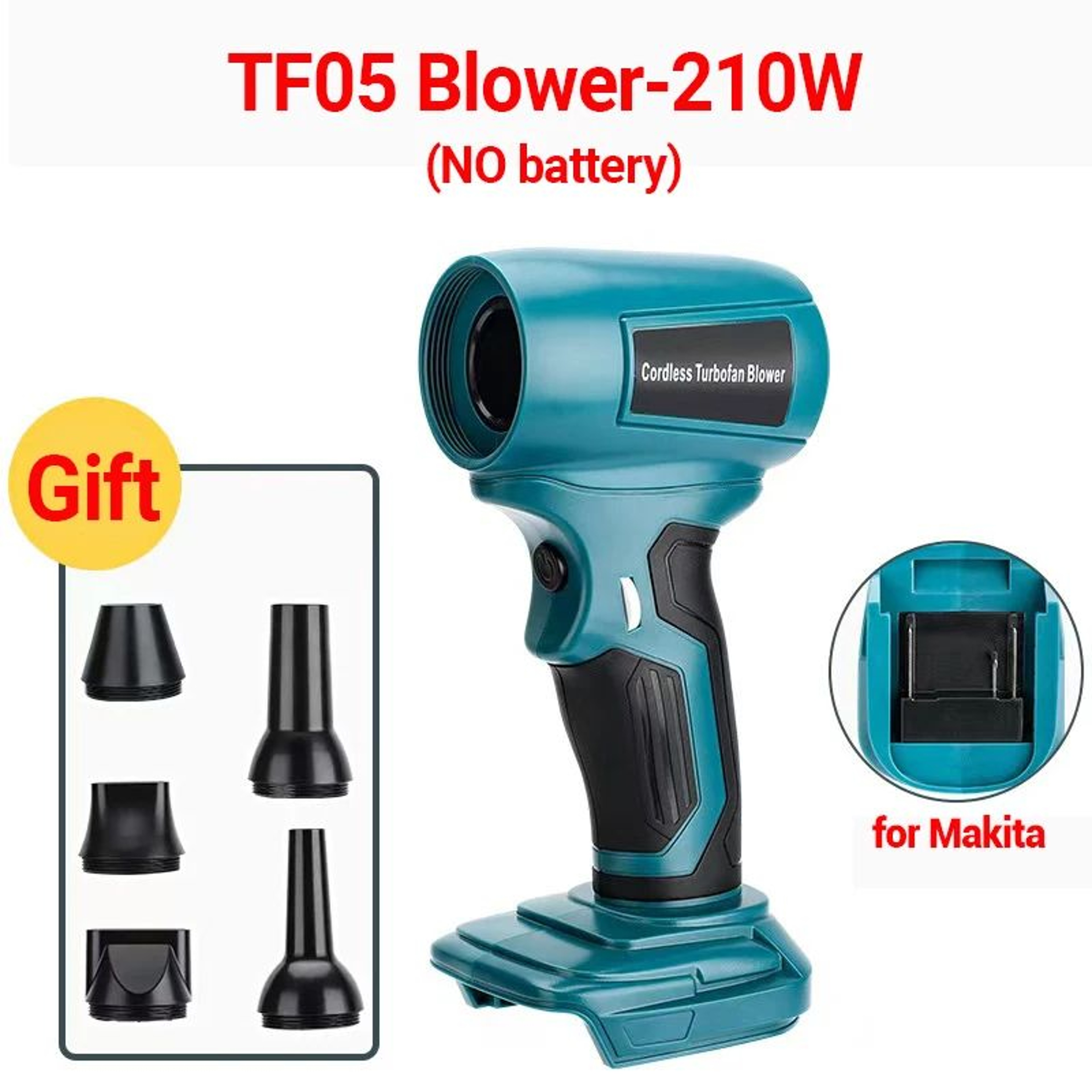 210W Cordless Handheld Turbo Blower Fan For 18V20V Batteries 8