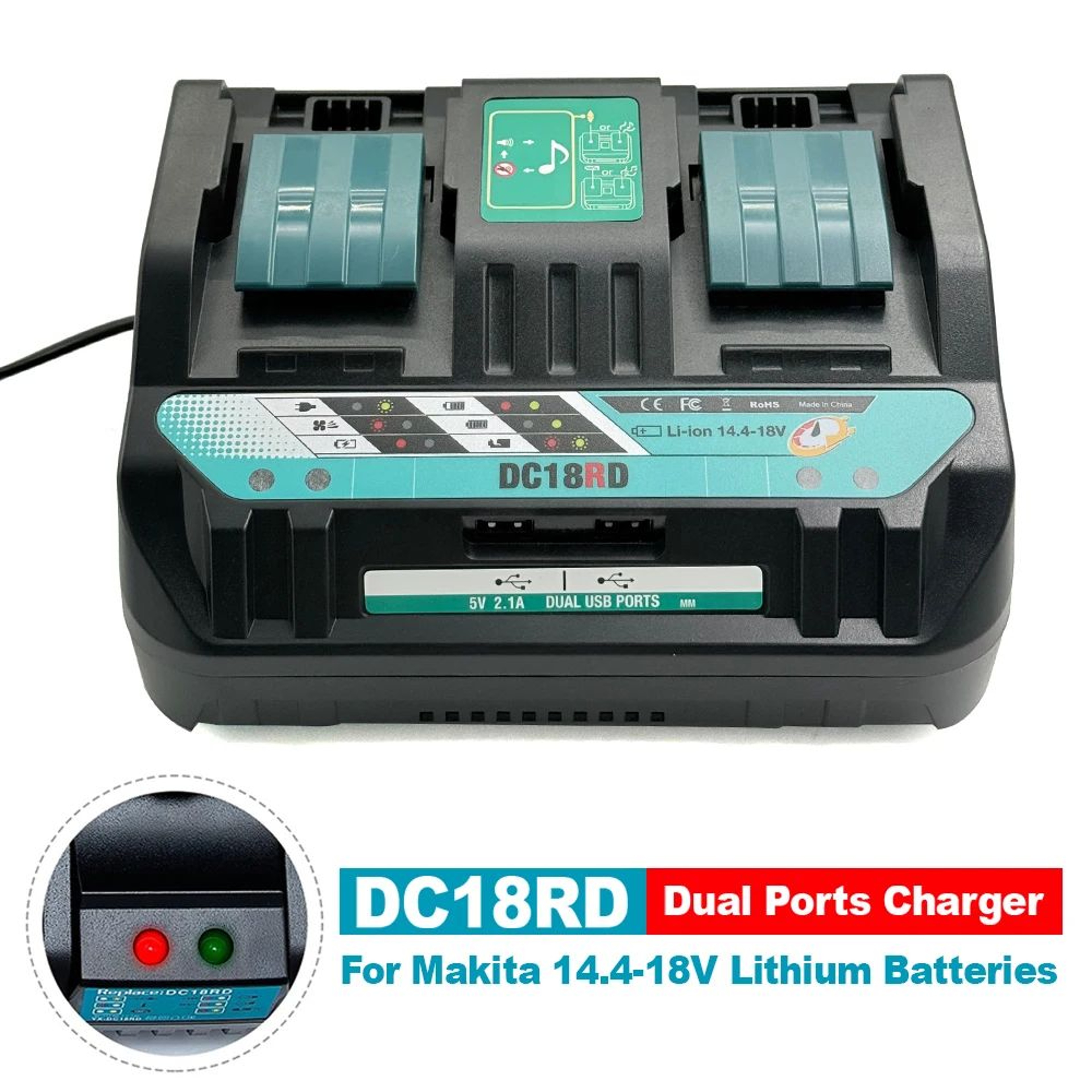 18V DualPort Rapid Battery Charger For 144V18V LithiumIon Power Tool Batteries 0