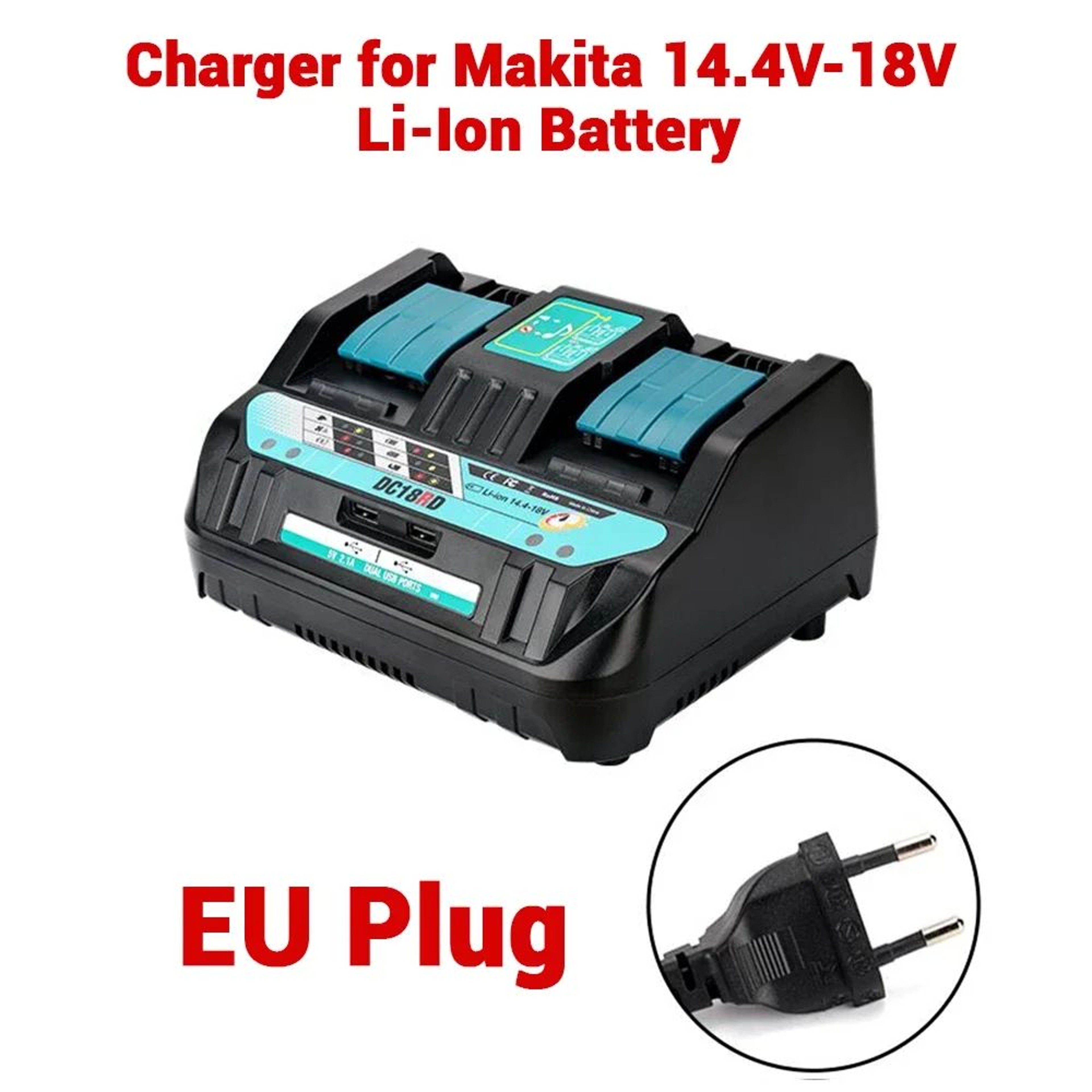 18V DualPort Rapid Battery Charger For 144V18V LithiumIon Power Tool Batteries 6