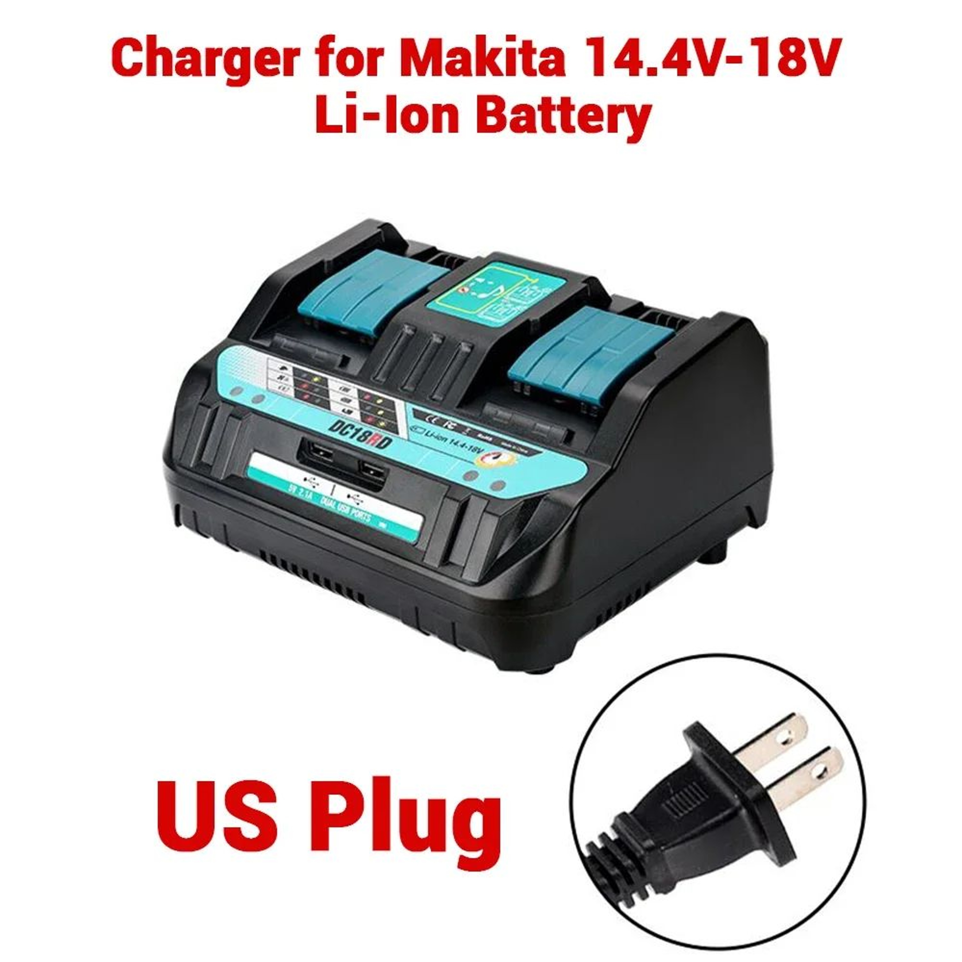 18V DualPort Rapid Battery Charger For 144V18V LithiumIon Power Tool Batteries 7