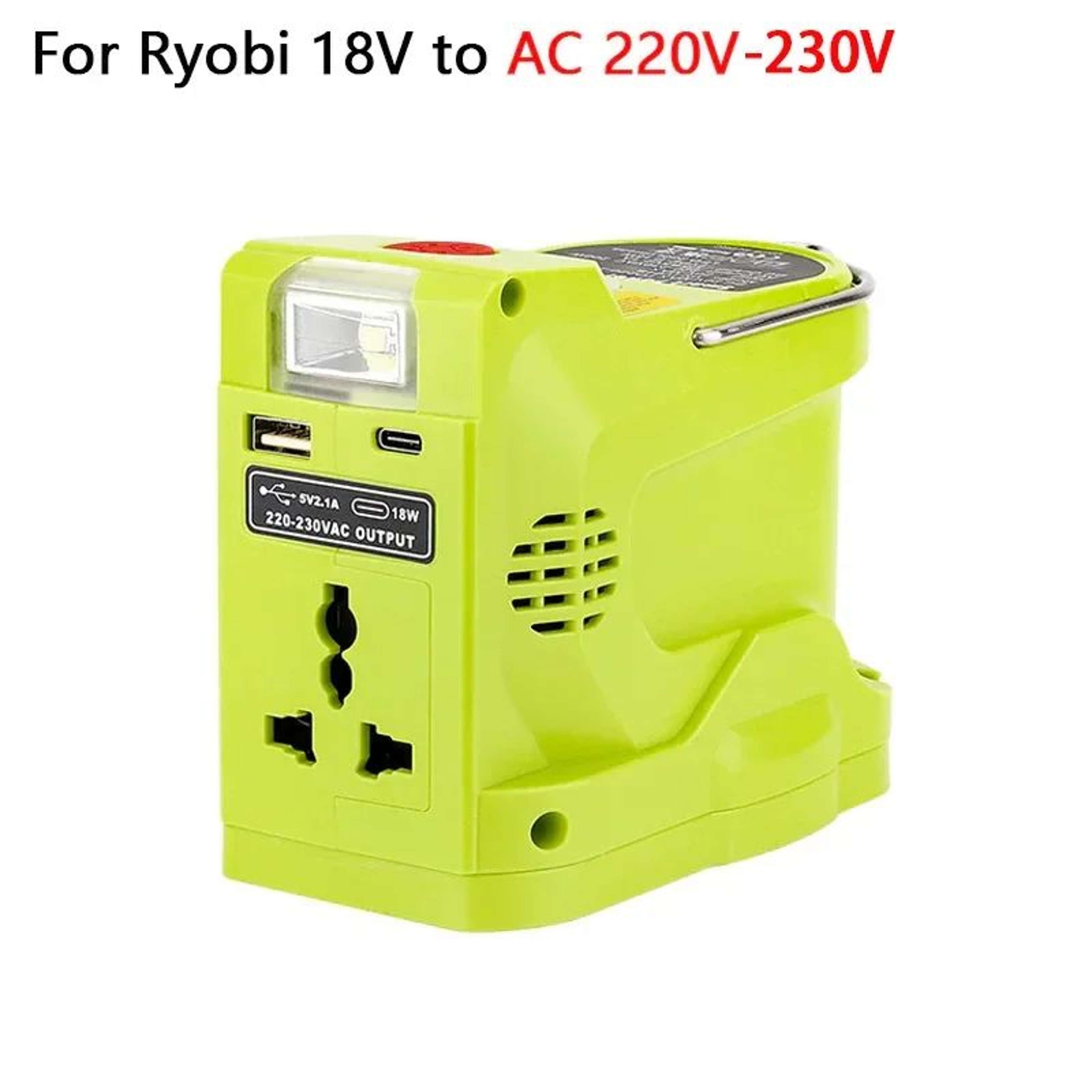 200W Portable Power Inverter For 18V Lithium Battery With USBC AC Outlet And LED Light 6