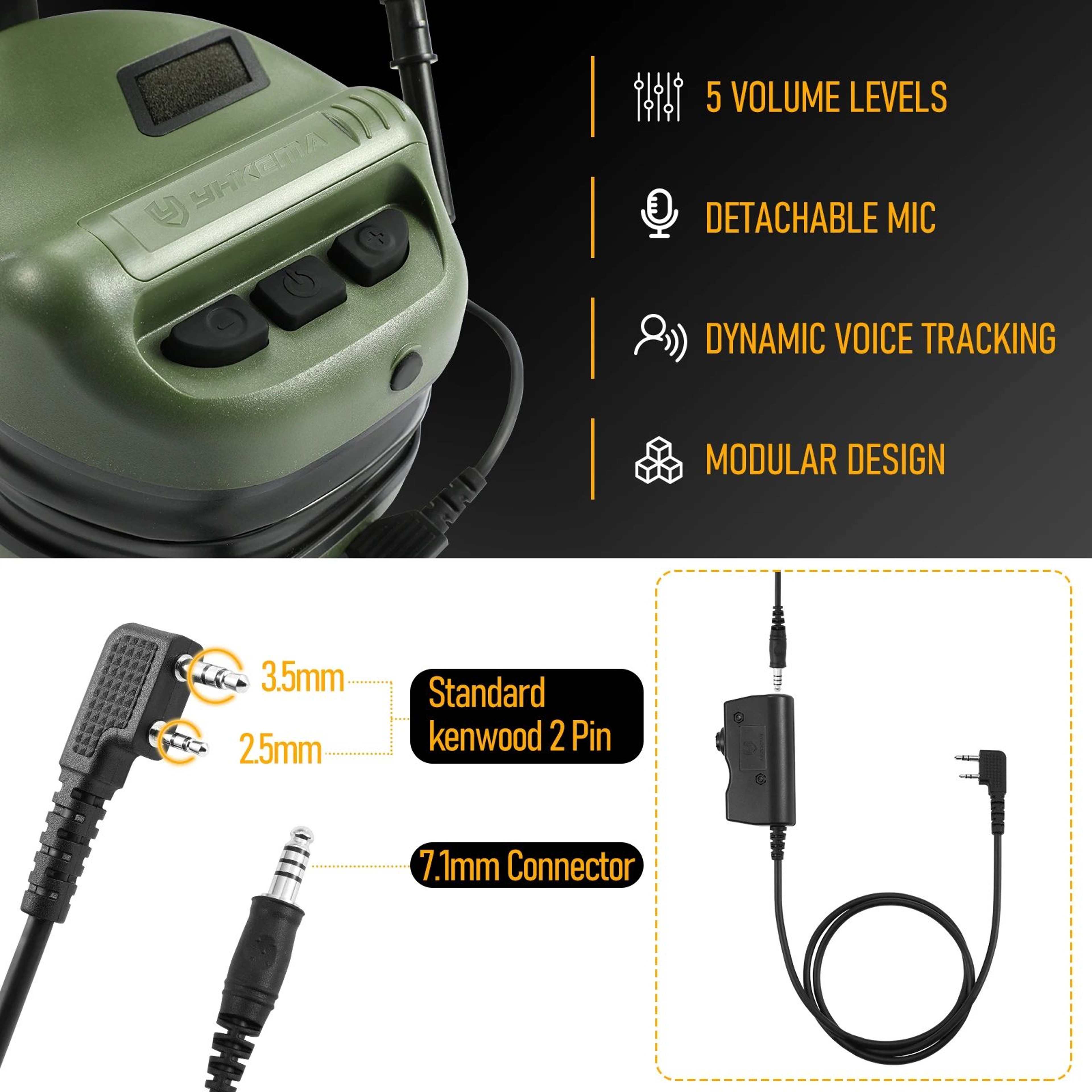 E70 Tactical Electronic Noise Reduction Headset With PTT Adapter For Shooting And Communication 5