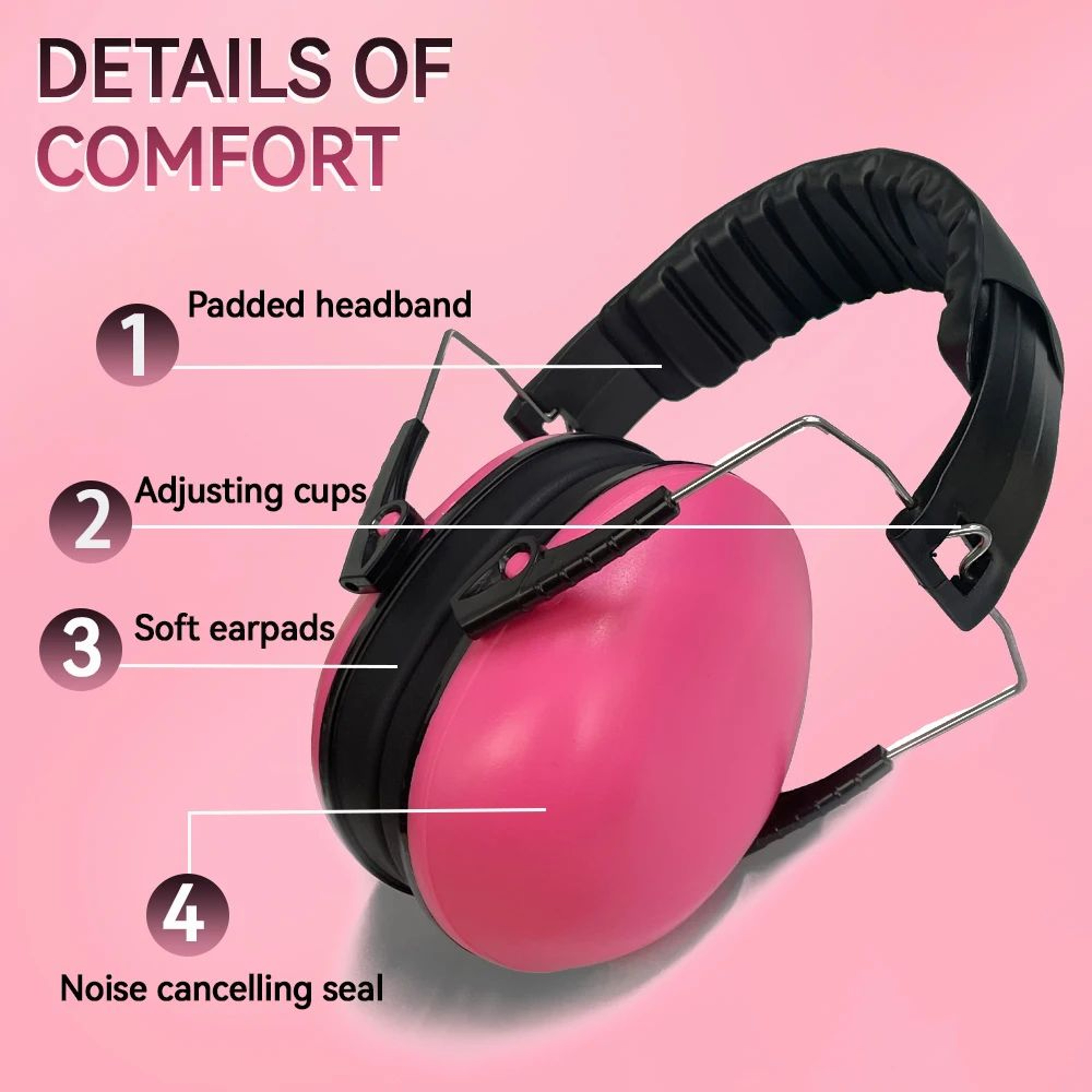 Adjustable Kids Hearing Protection Earmuffs With 27dB Noise Reduction 4