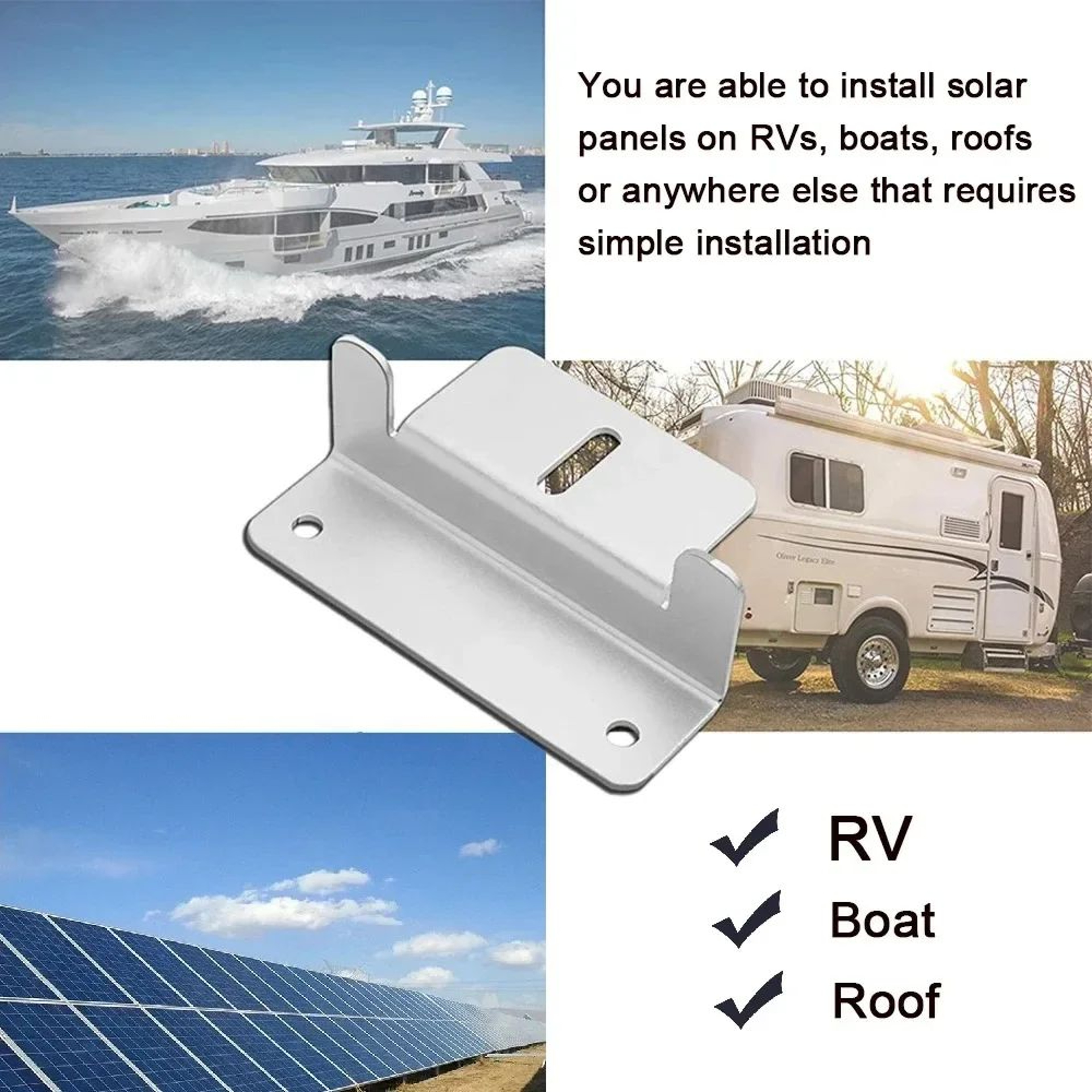 Aluminum Solar Panel Mounting Bracket Kit ZStyle Roof Mount For RV Boat And Camper 4