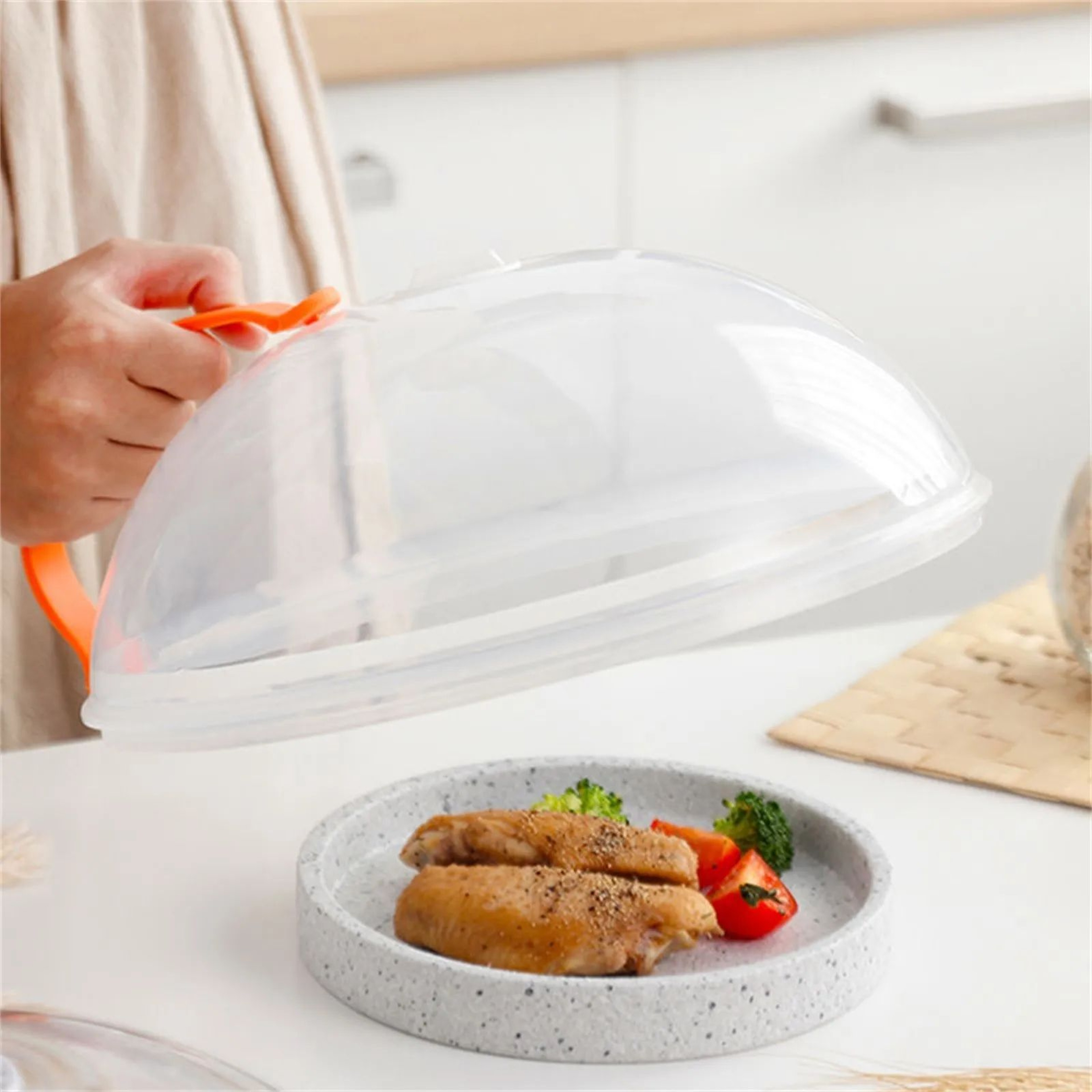 Vented Microwave Food Cover Clear Heat Resistant Splatter Protector 4