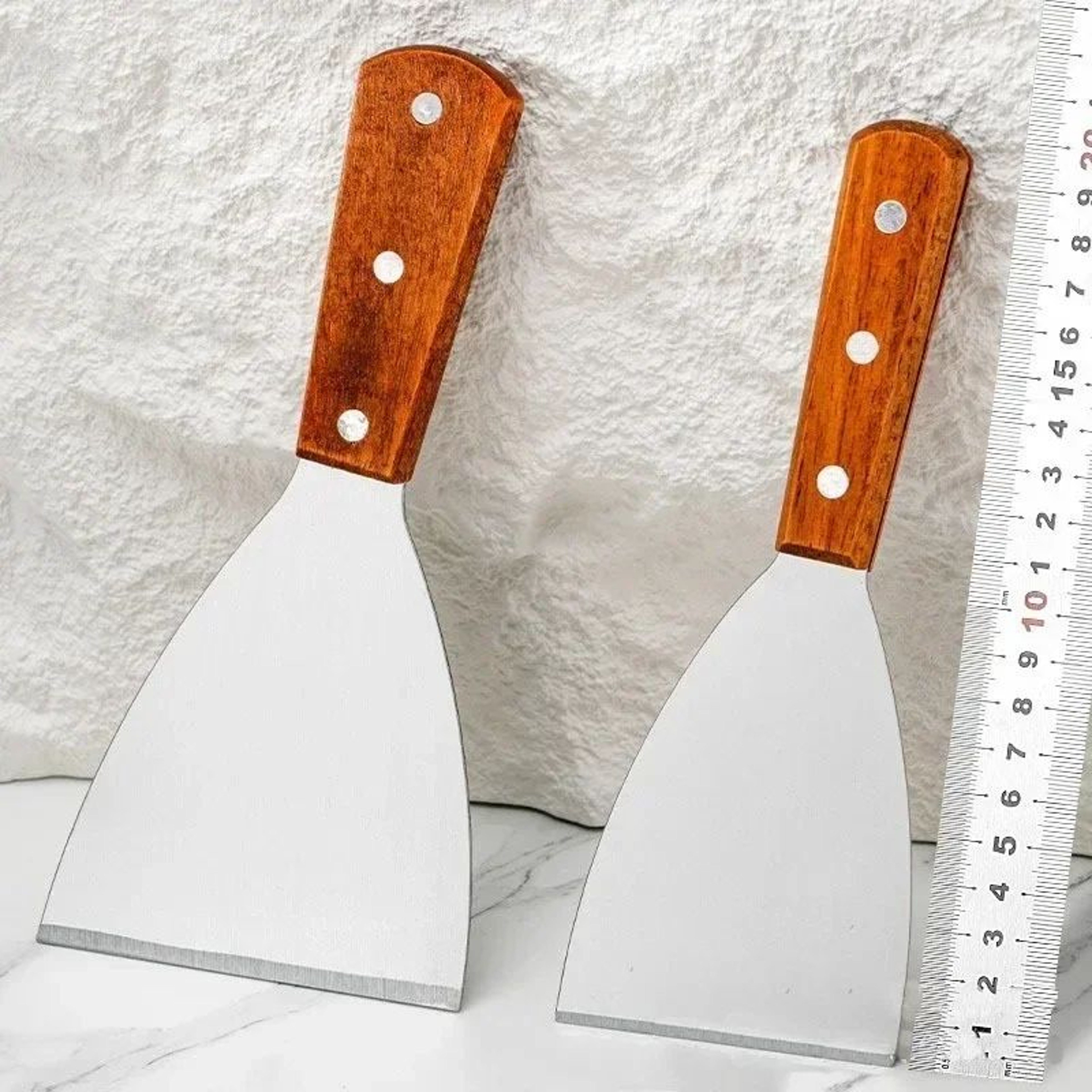 Wooden Handle Stainless Steel Angled Spatula For Grilling And Cooking 3