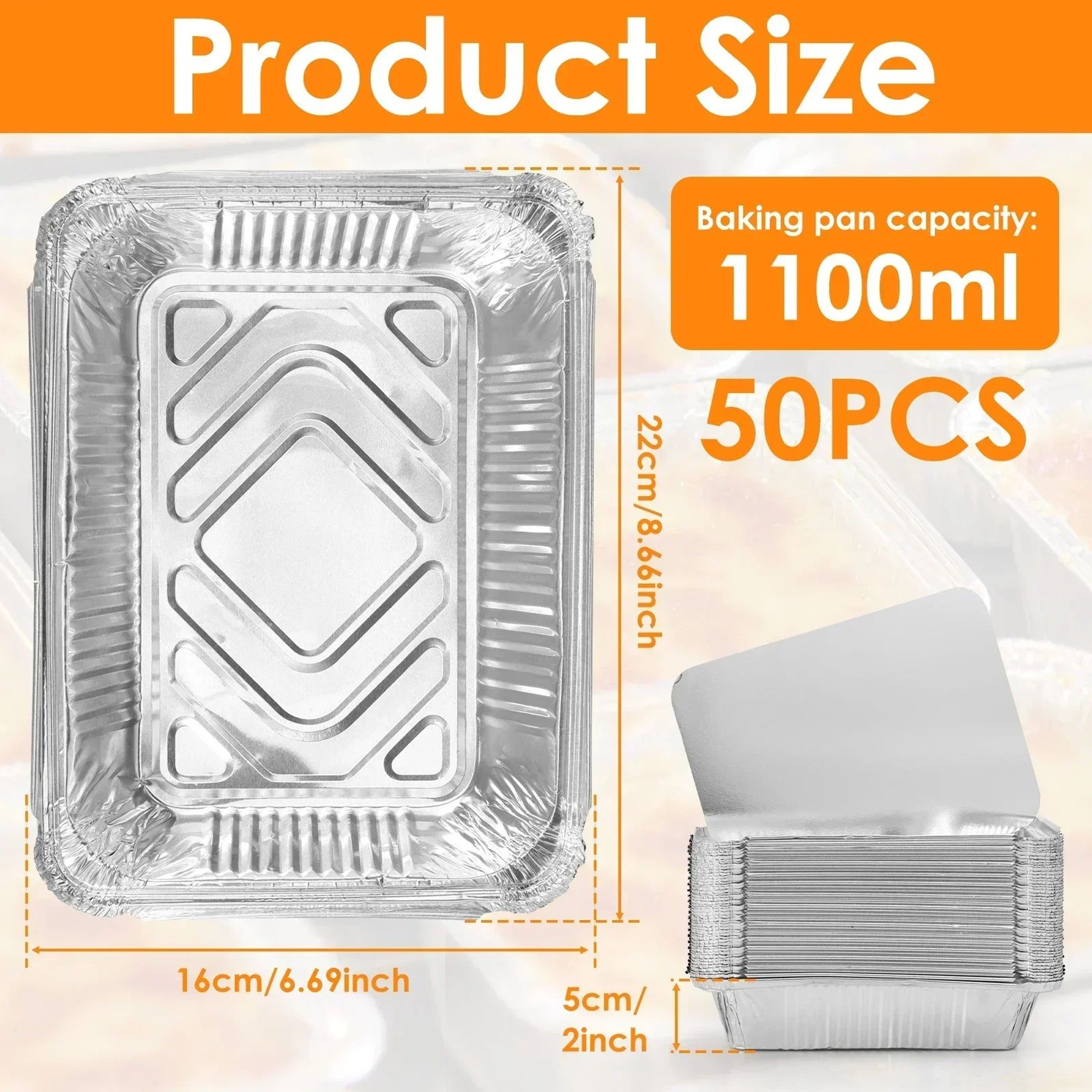 50100pcs Disposable Aluminum Foil Baking Trays With Lids For Air Fryer And Oven 4