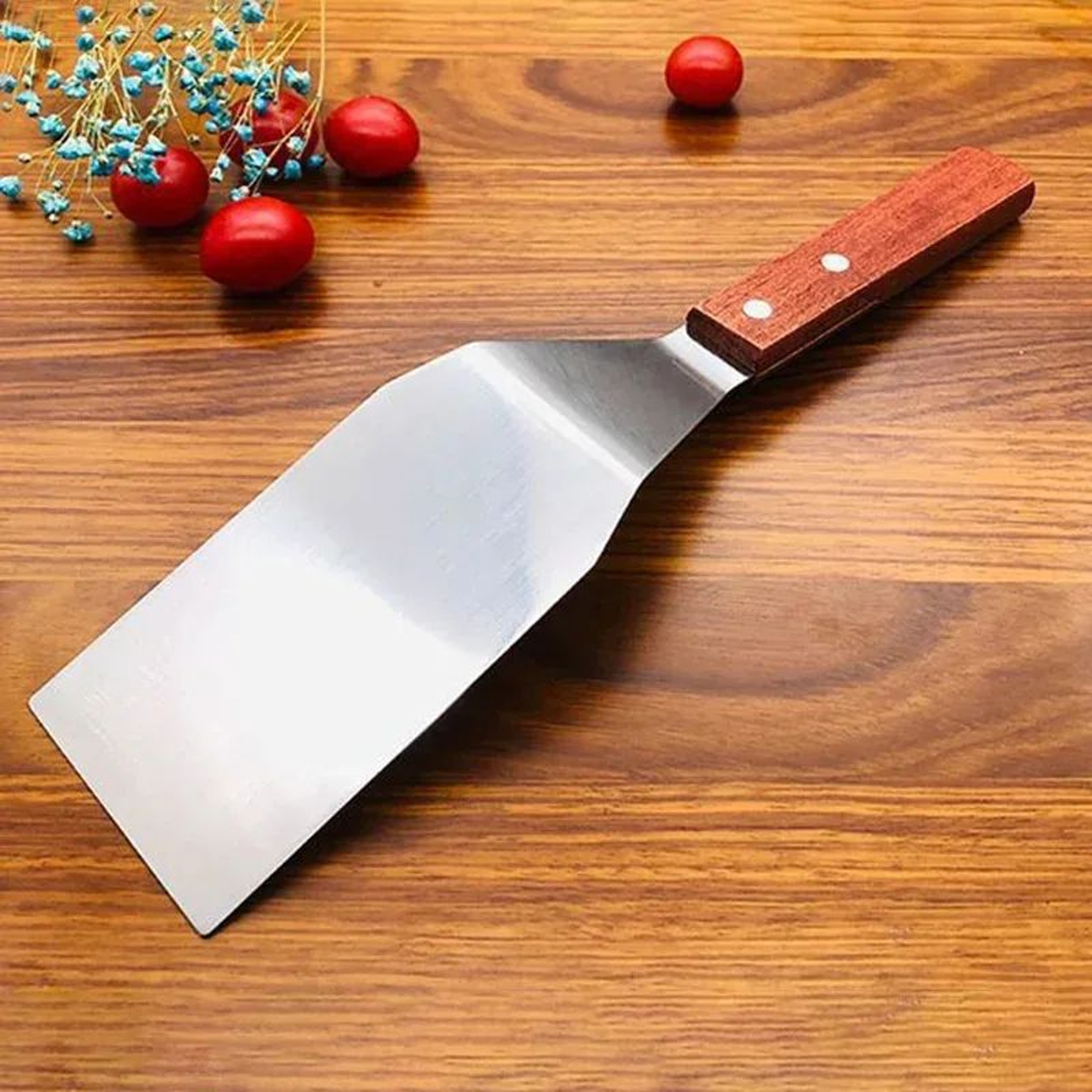 Stainless Steel Steak Spatula With Wooden Handle For Grilling And Cooking 5