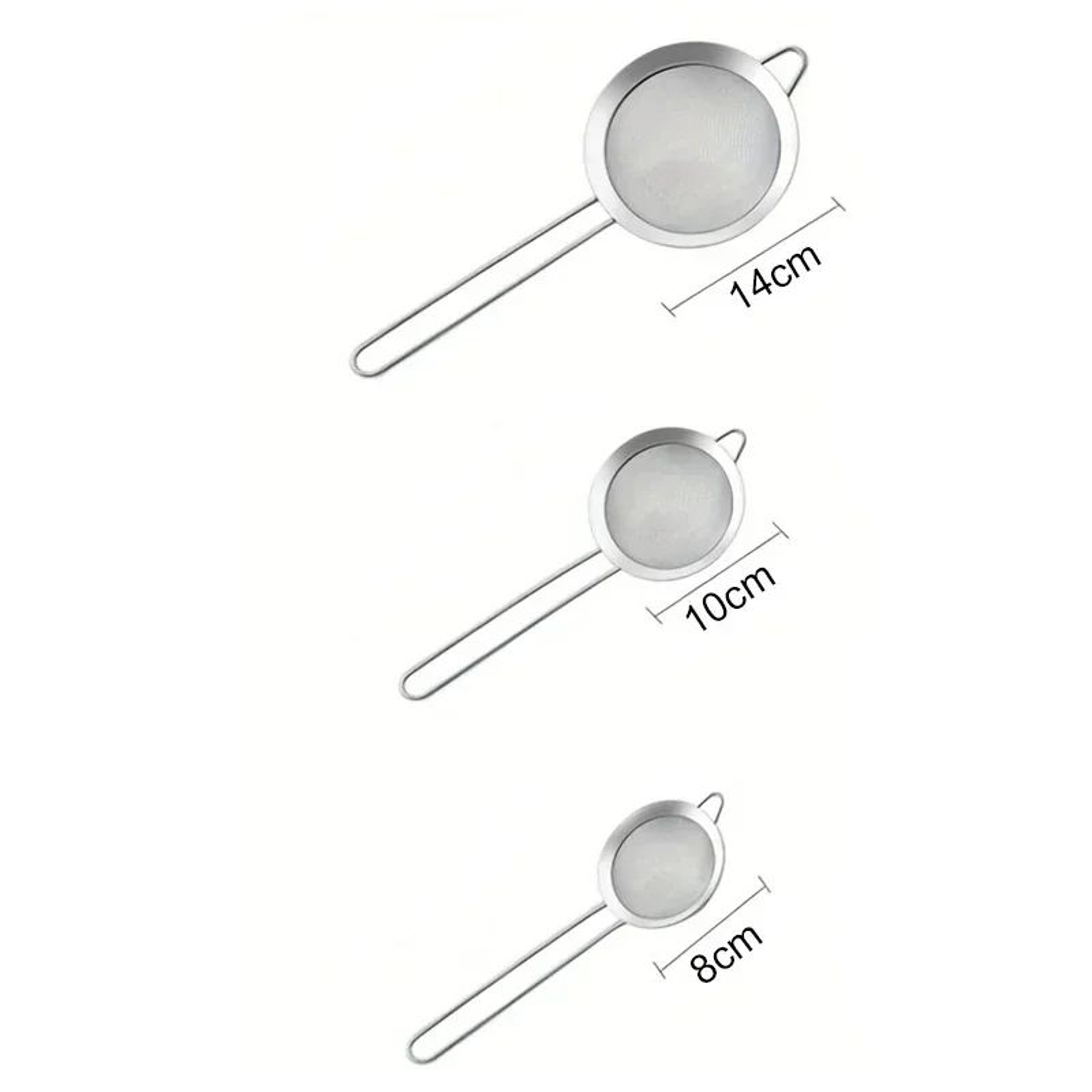 3Pcs Stainless Steel Fine Mesh Strainer Set For Baking And Kitchen Use 2