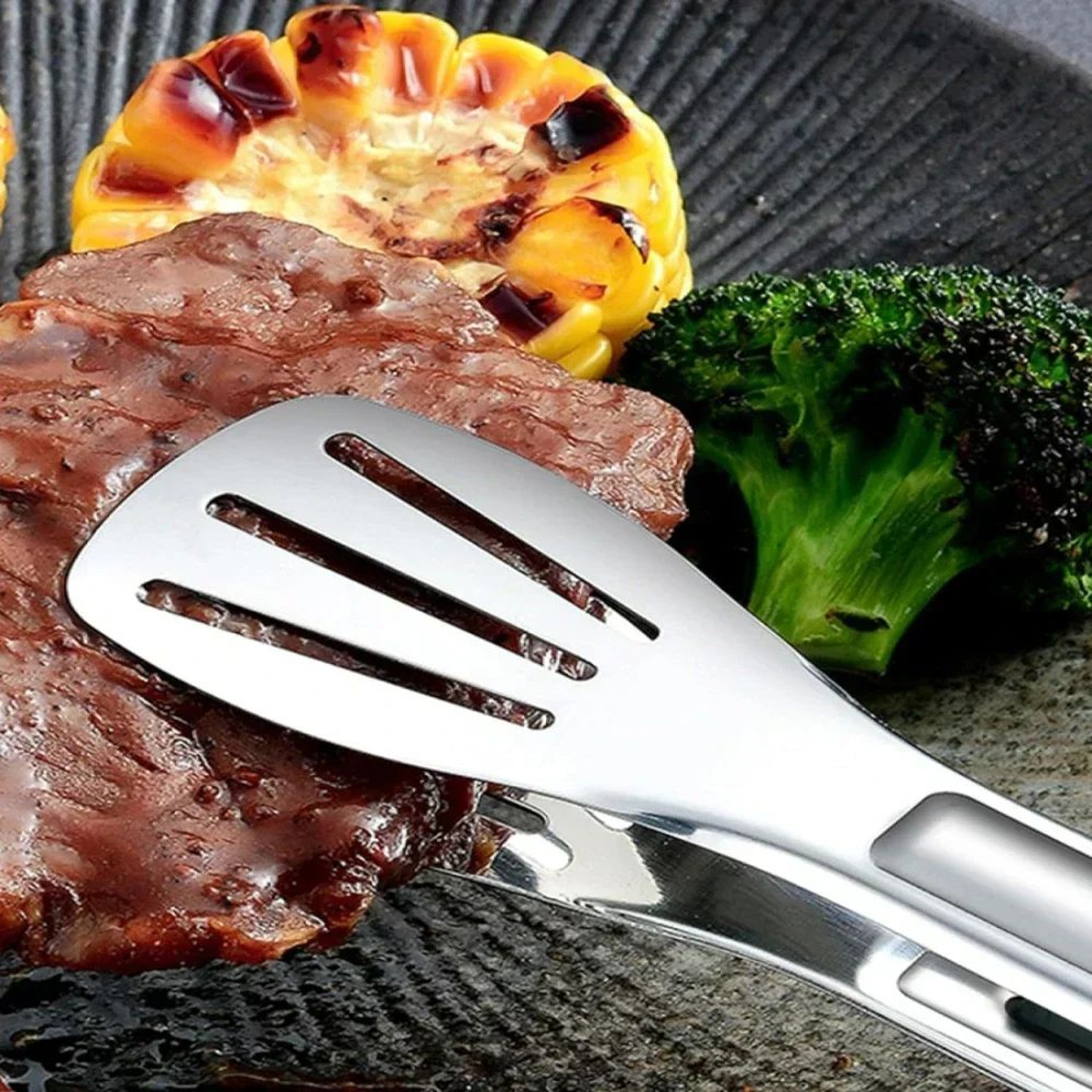 Stainless Steel NonSlip Kitchen Tongs For BBQ Grilling And Serving 2