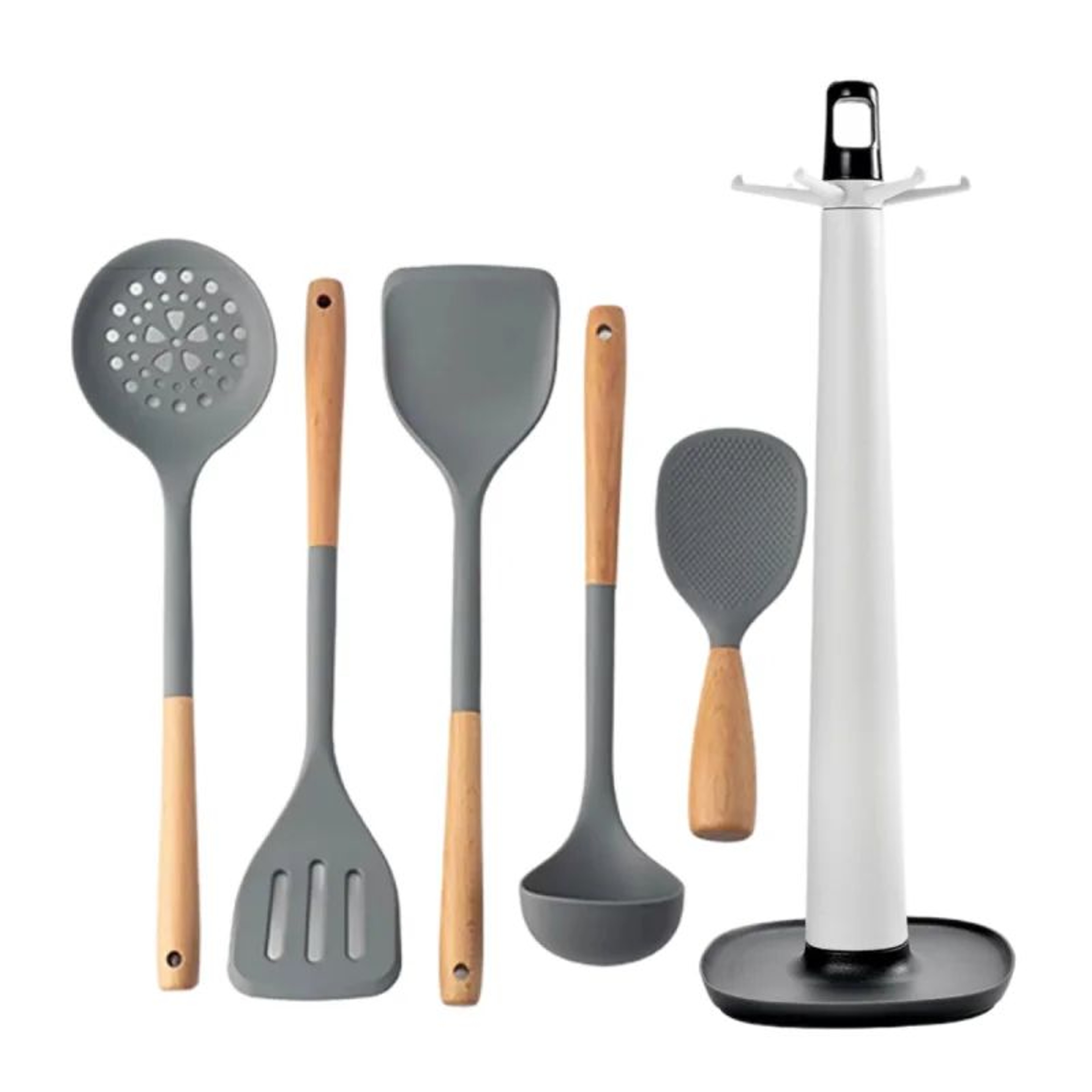 Heat Resistant Silicone Cooking Spatula With Wooden Handle 0