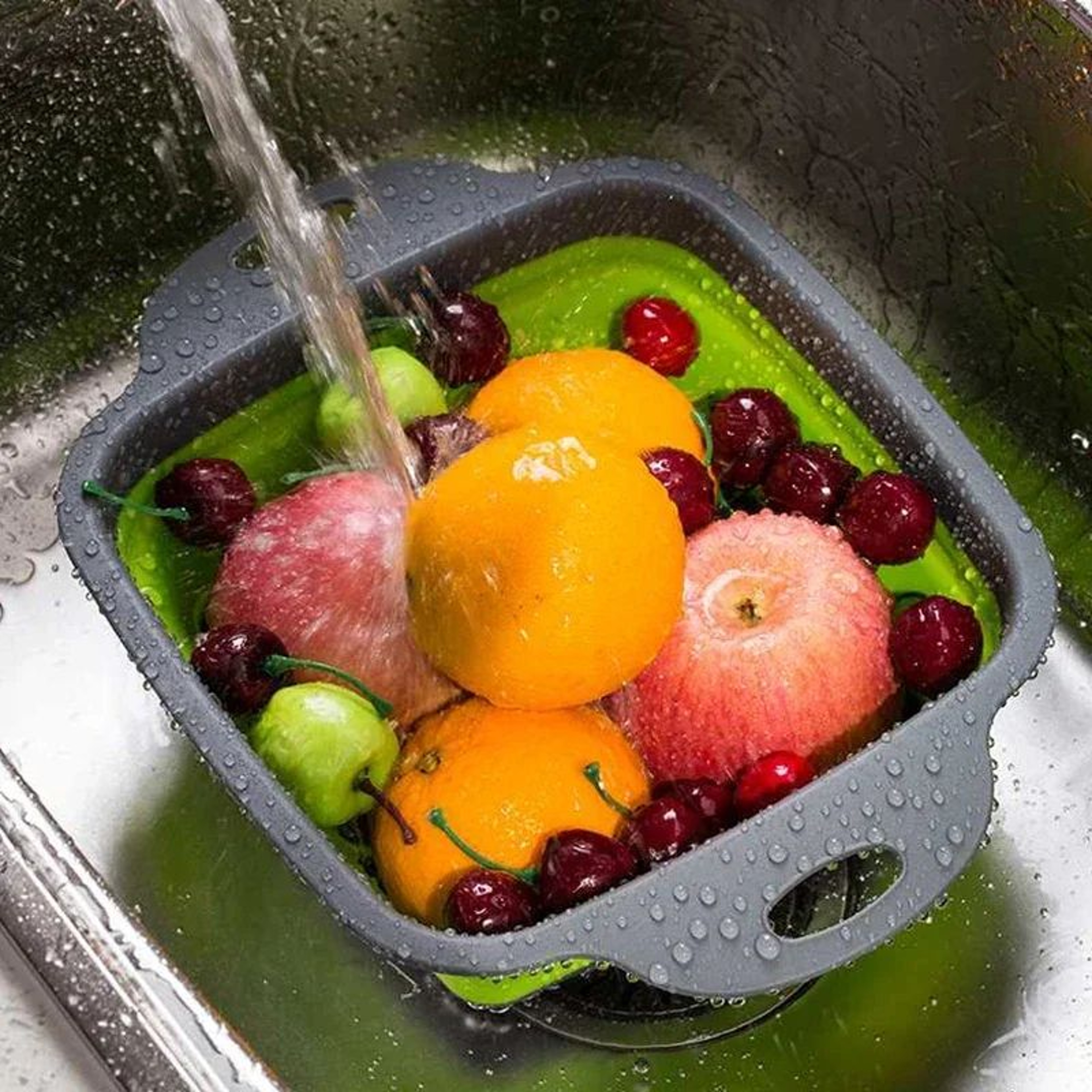 Space Saving Foldable Vegetable Washing Basket And Collapsible Colander 5