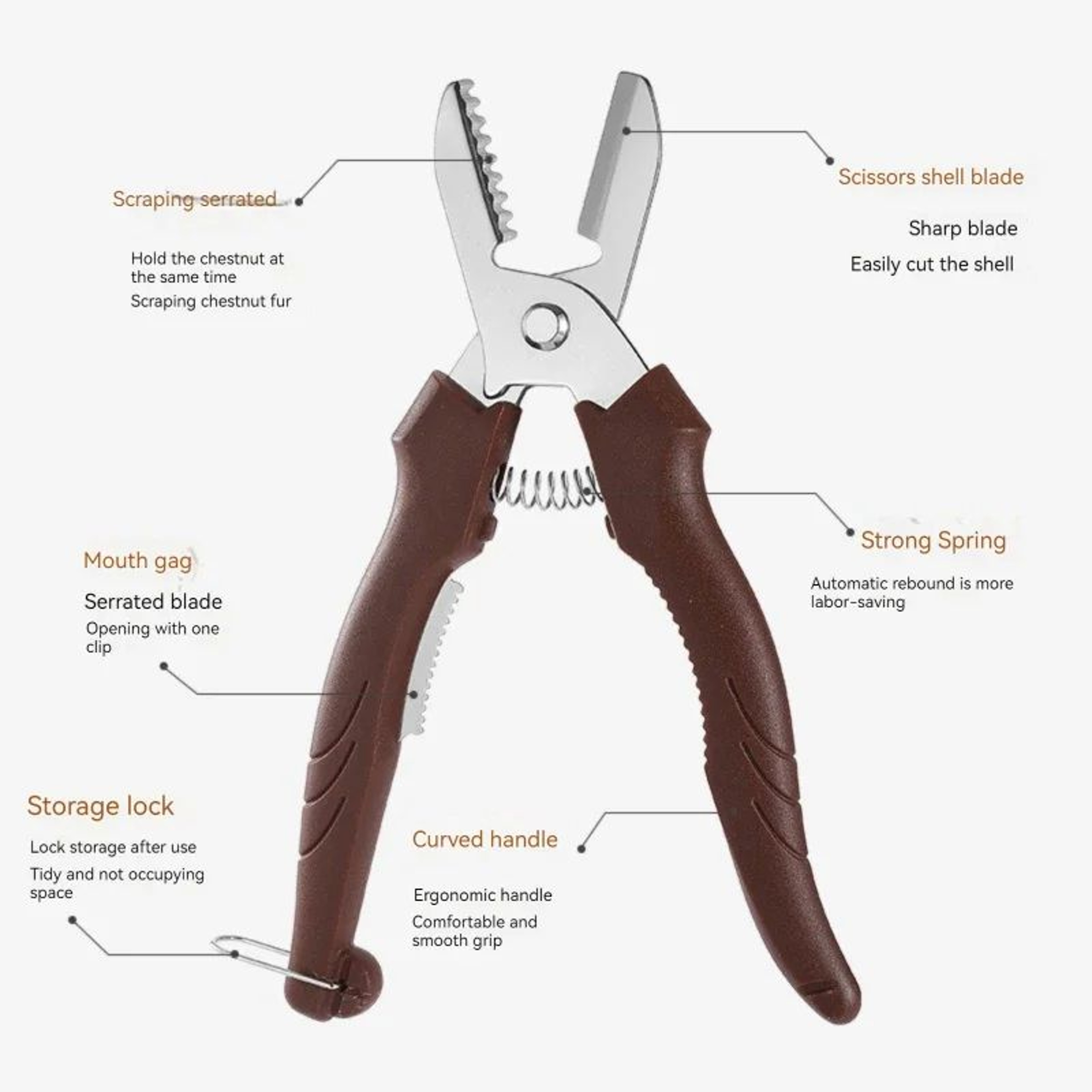 Multipurpose Chestnut Peeler Scissors With Cross Cutting Blade 2