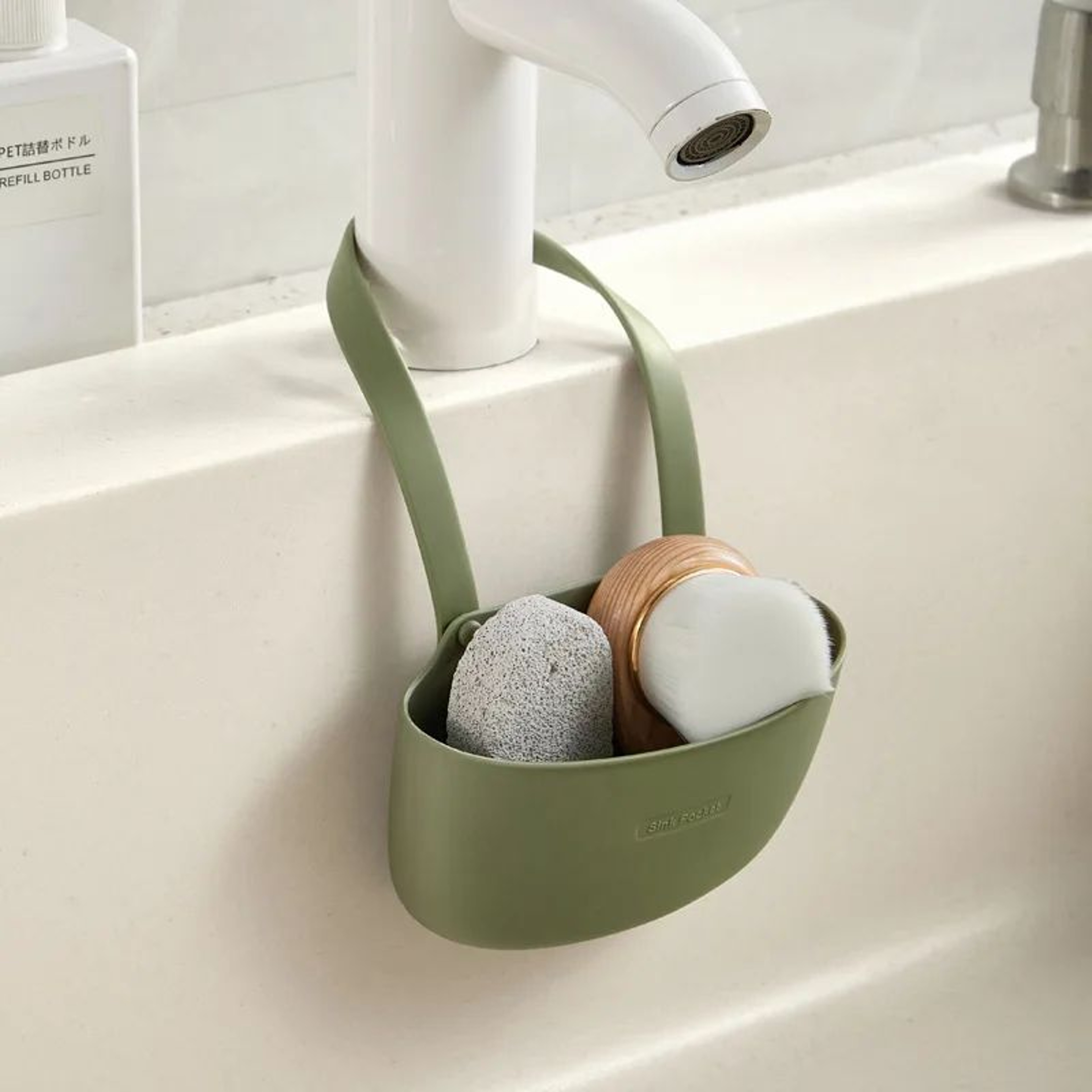 Kitchen Sink Sponge Holder And Soap Draining Basket Organizer 2