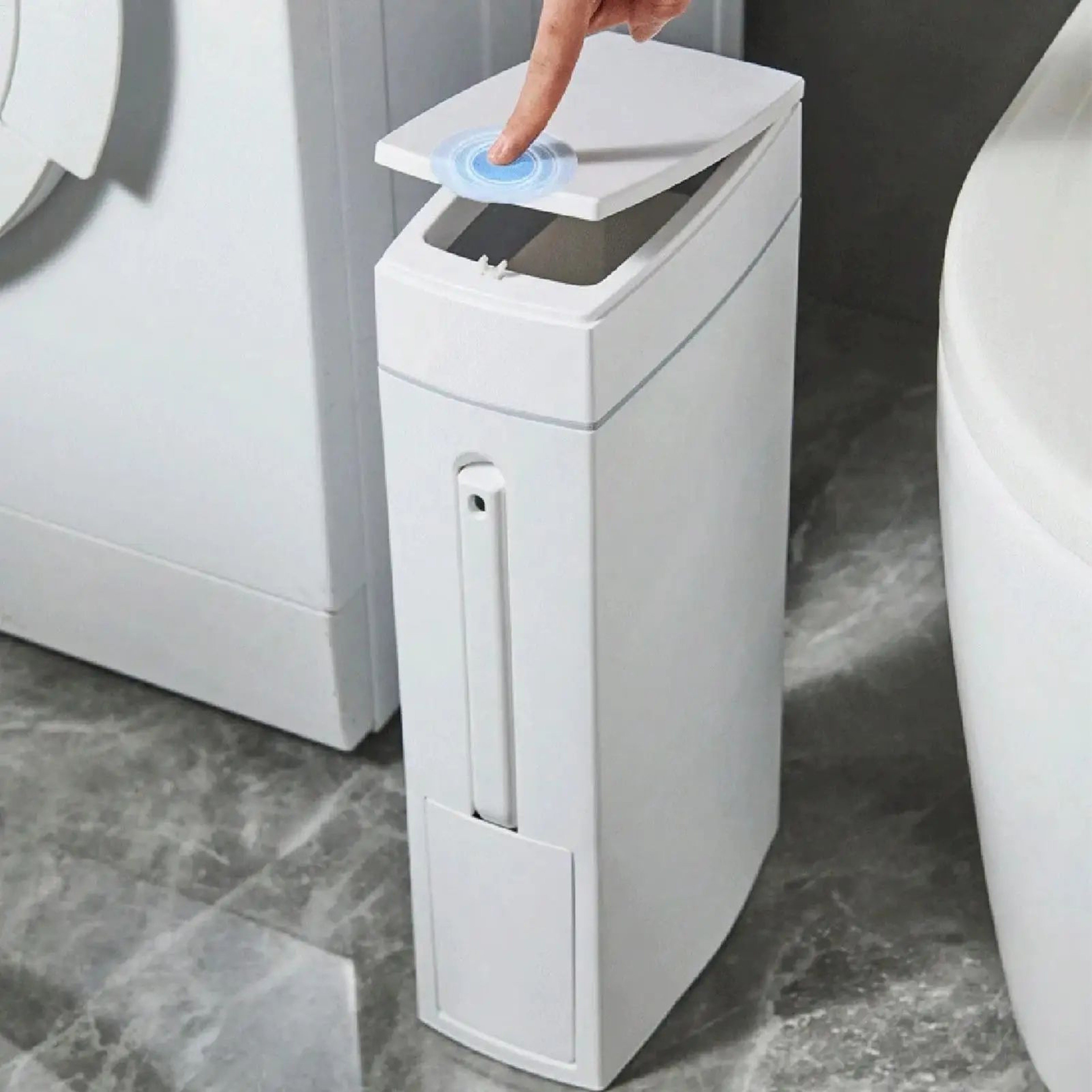 Space Saving Bathroom Trash Can With Lid And Toilet Brush Combo 1