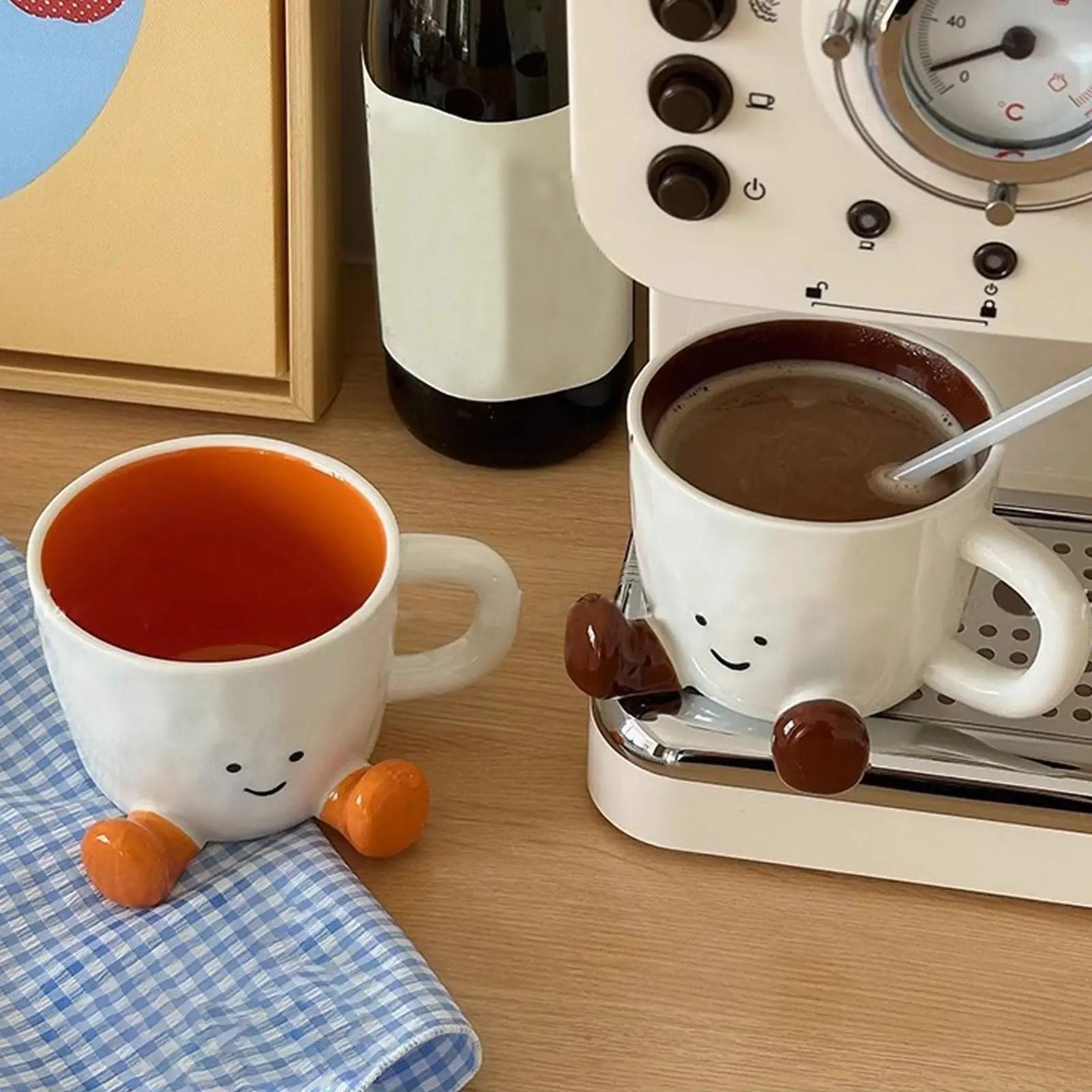Cute Ceramic Coffee Mug With Feet Decorative Novelty Cup 0