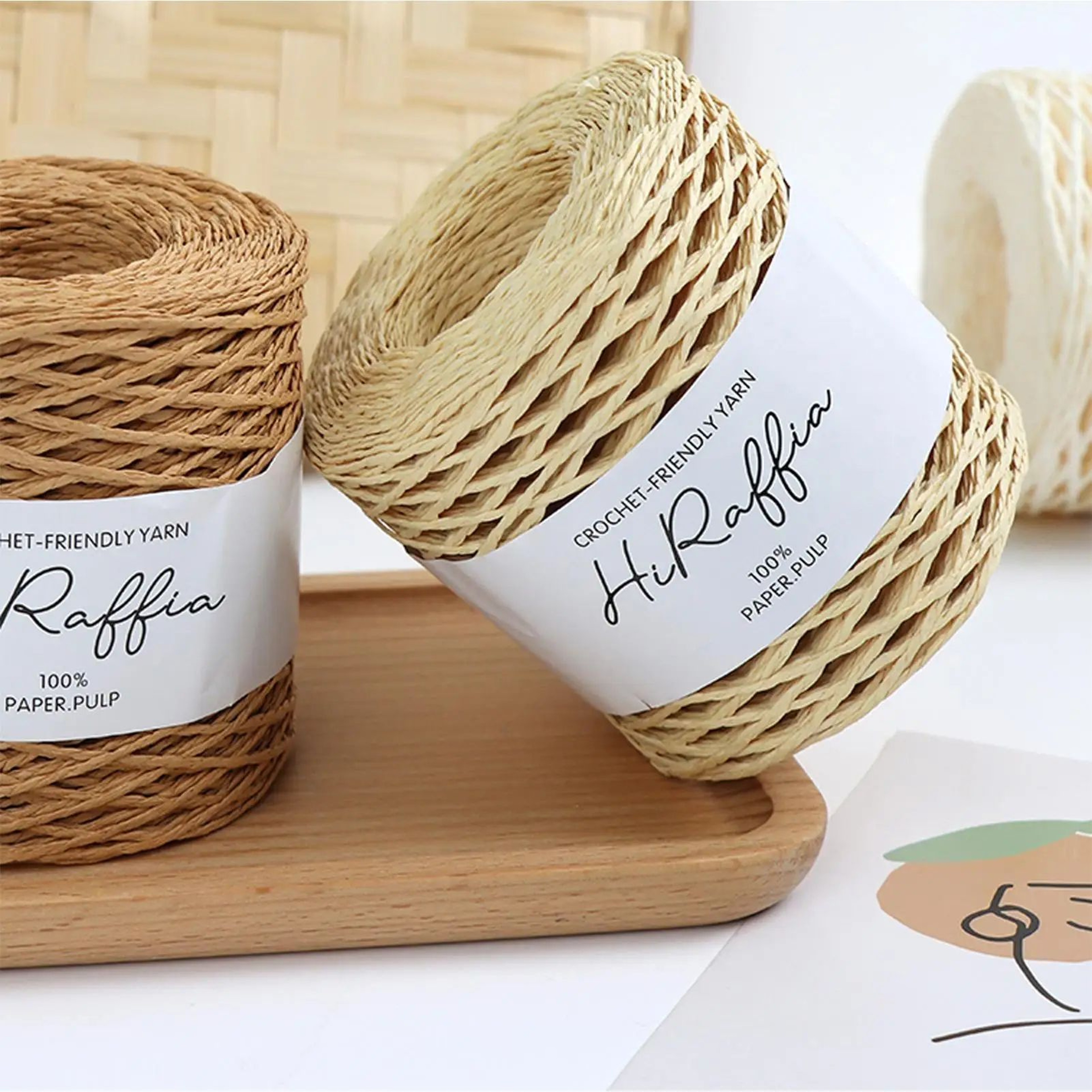 150m Natural Raffia Straw Yarn For Crochet Hats And Beach Bags 2