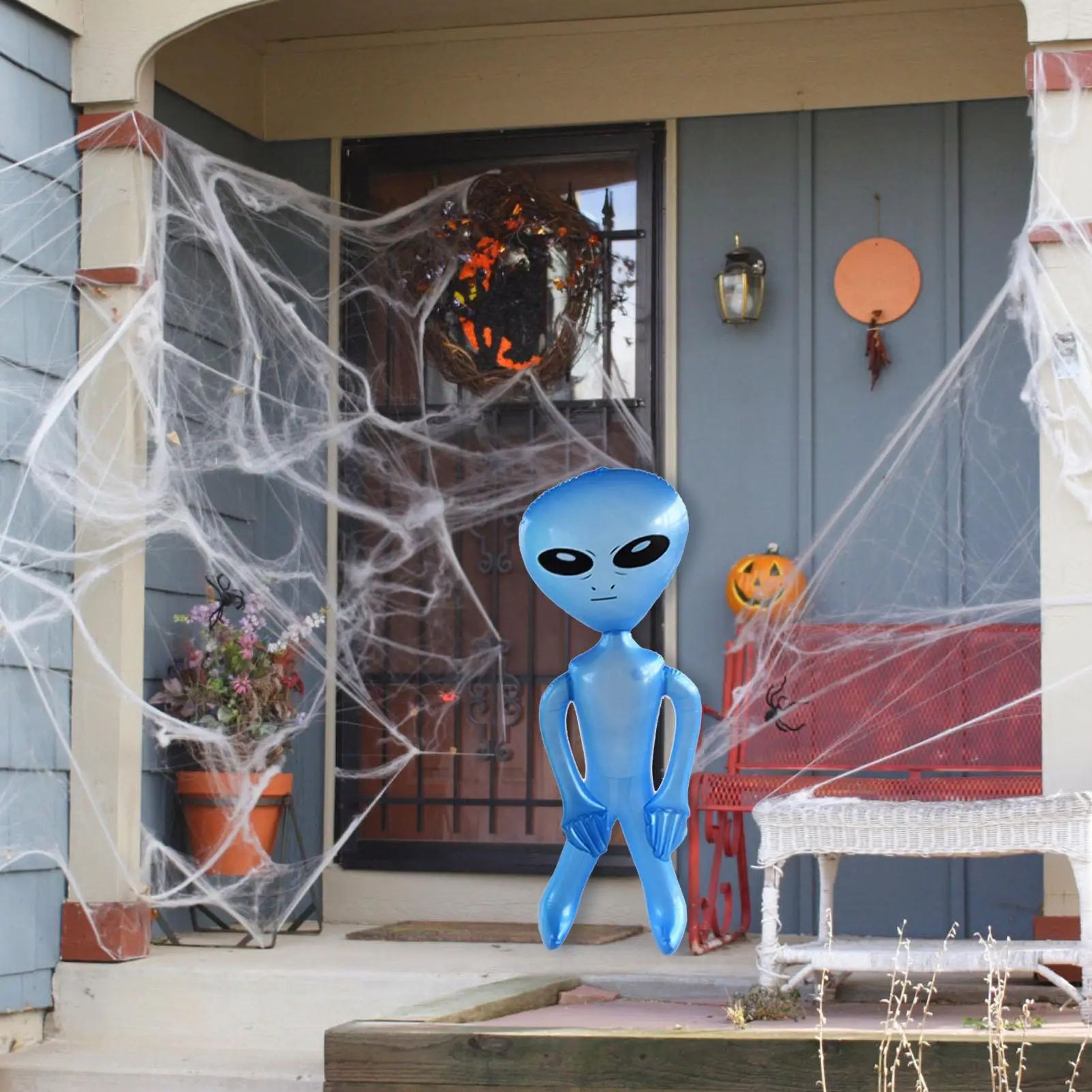 35 Inch Jumbo Inflatable Green Alien Halloween Decoration And Party Photo Prop 1