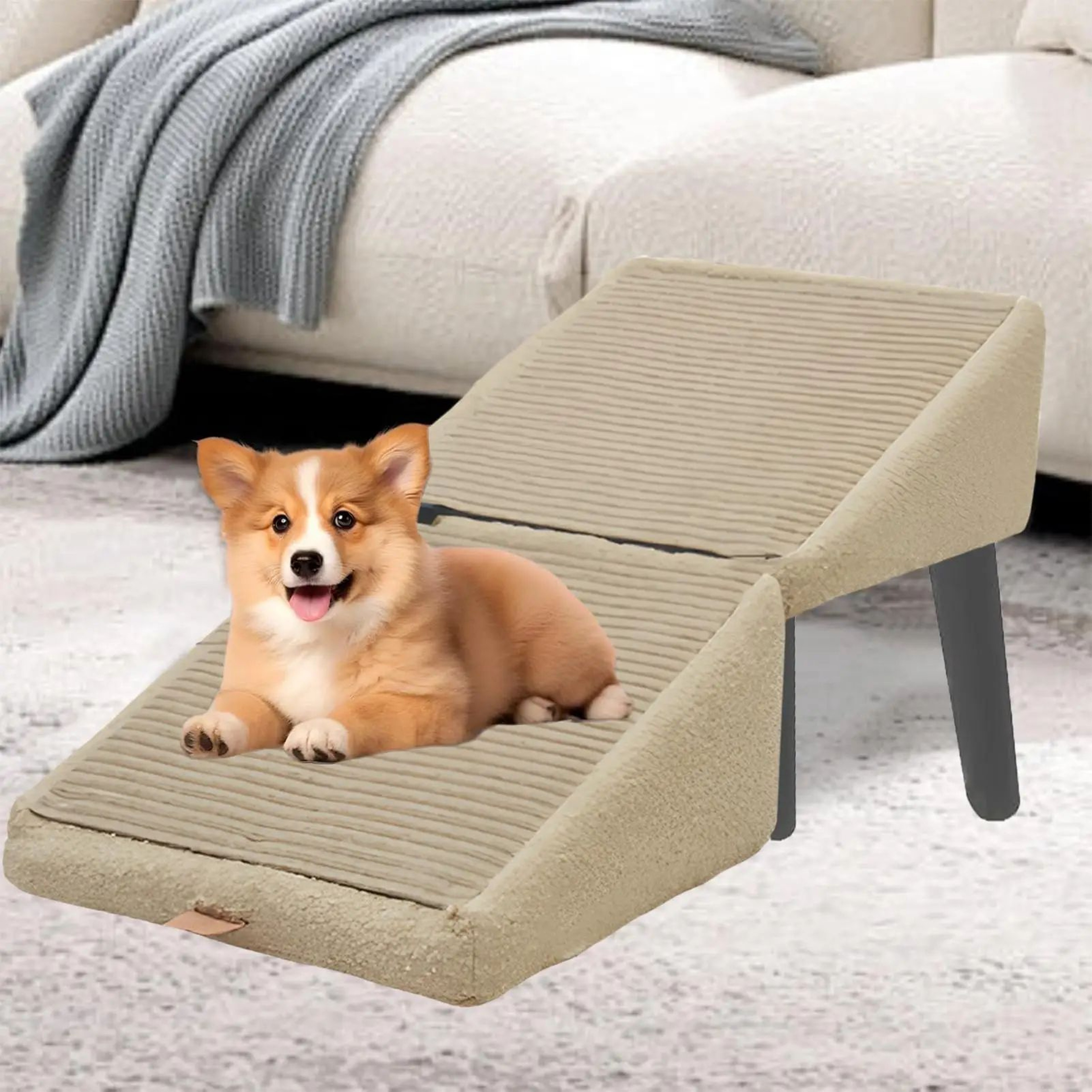 Folding Wooden Dog Stairs And Ramp For Sofa And Bed 4