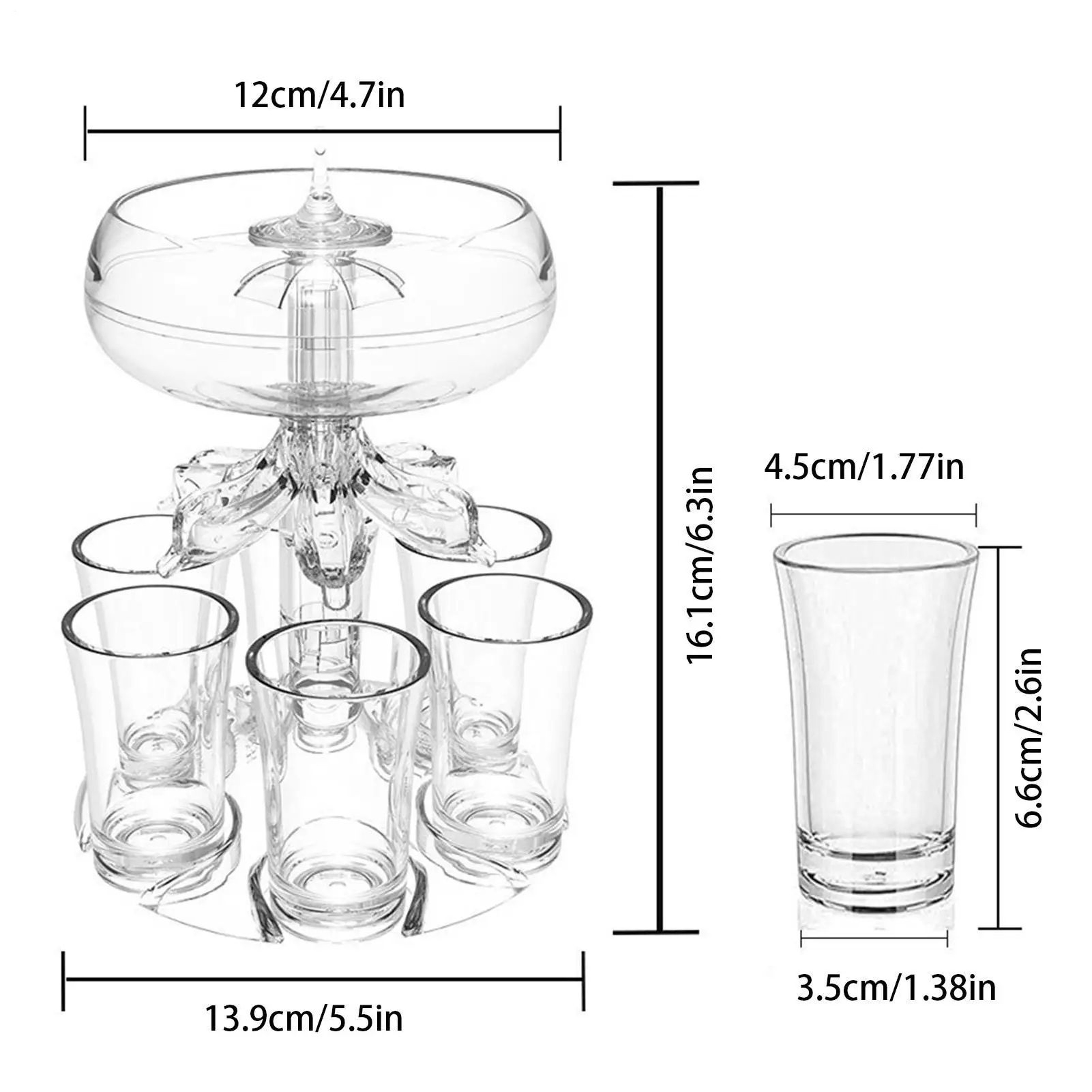 6 Shot Liquor Dispenser Cocktail Pourer With Glass Holder For Parties 5