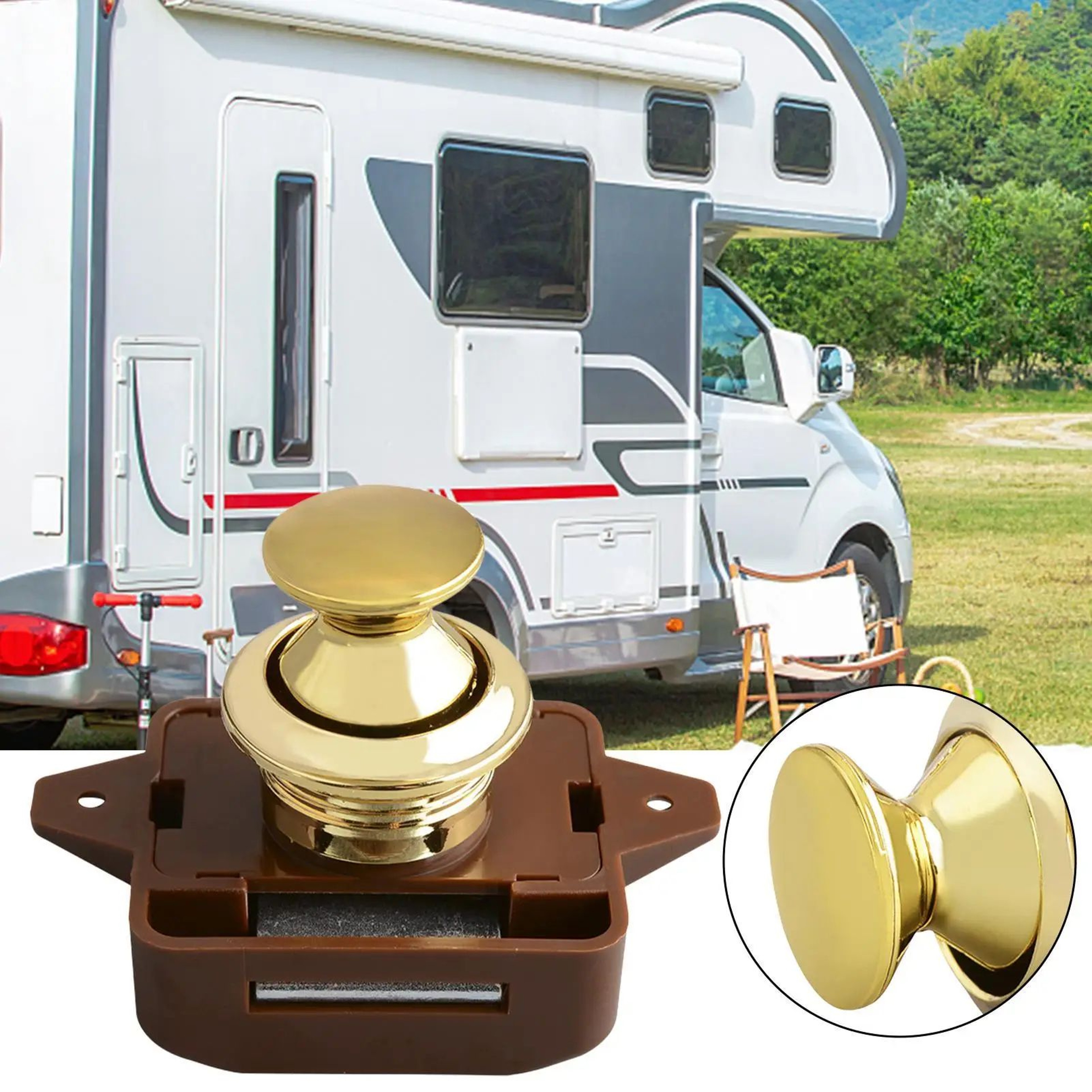 RV Cabinet Push Button Lock Keyless Drawer And Door Latch 1