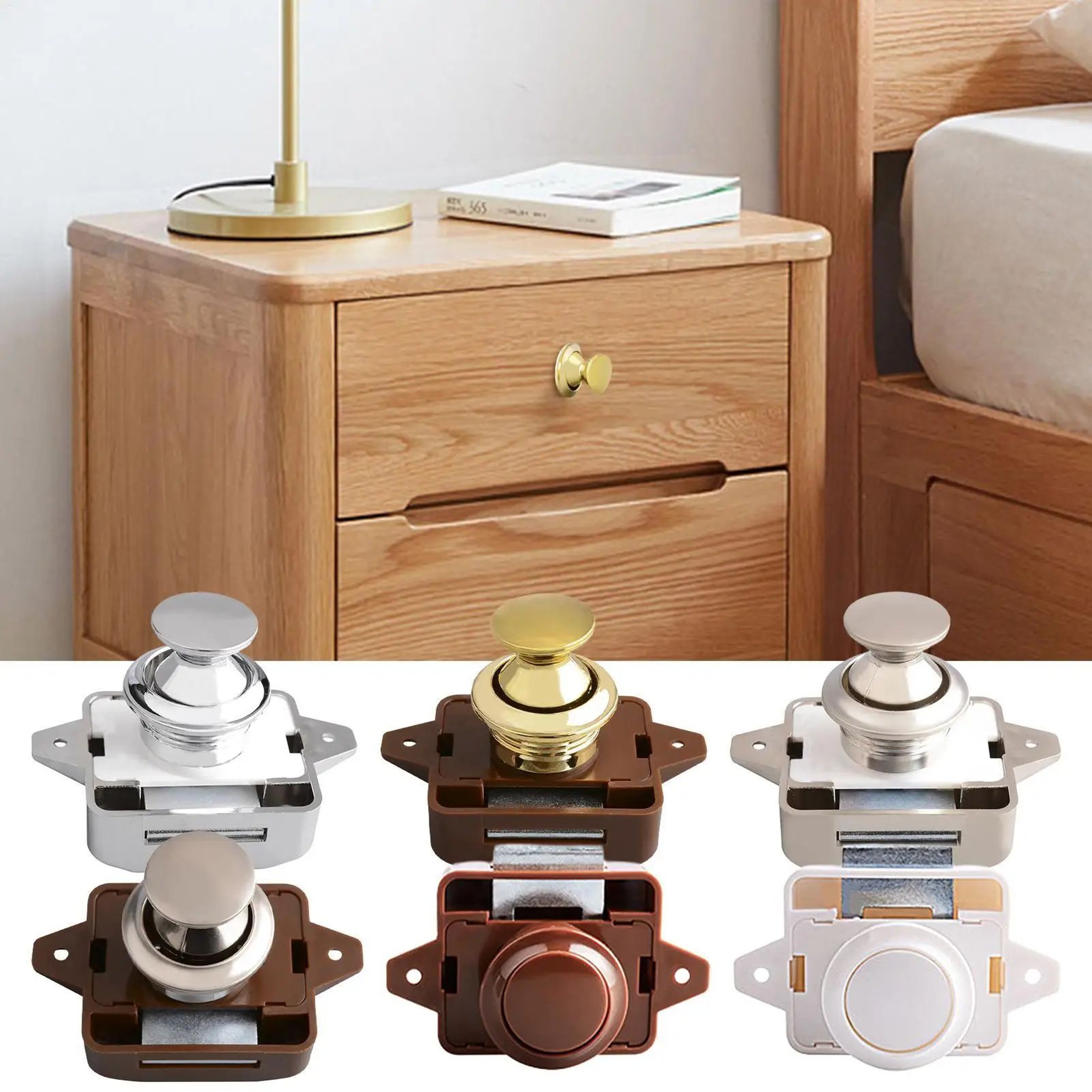 RV Cabinet Push Button Lock Keyless Drawer And Door Latch 3