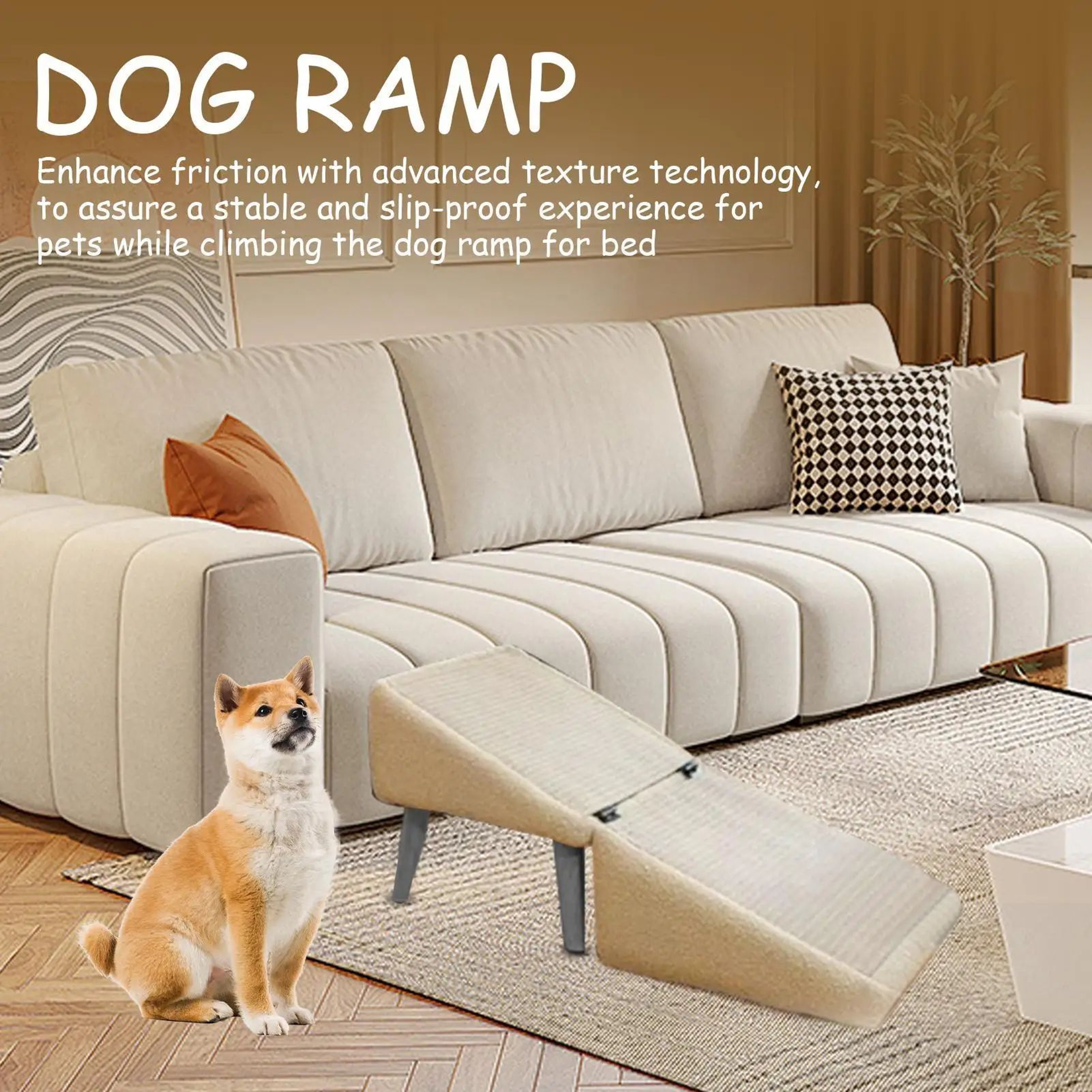 Foldable NonSlip Dog Ramp And Pet Stairs For Beds And Cars 0