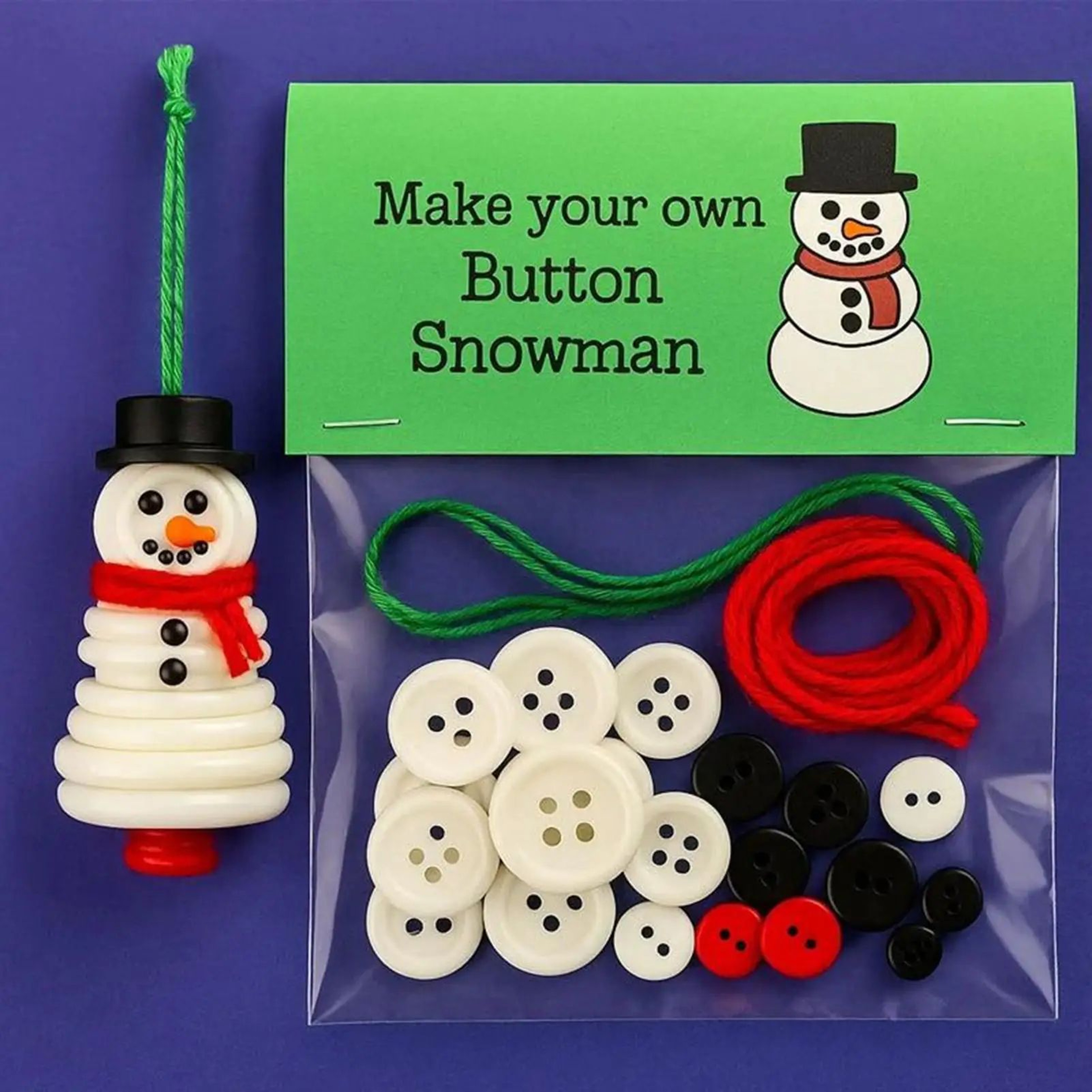 Santa And Snowman Button Christmas Ornament Craft Kit 5