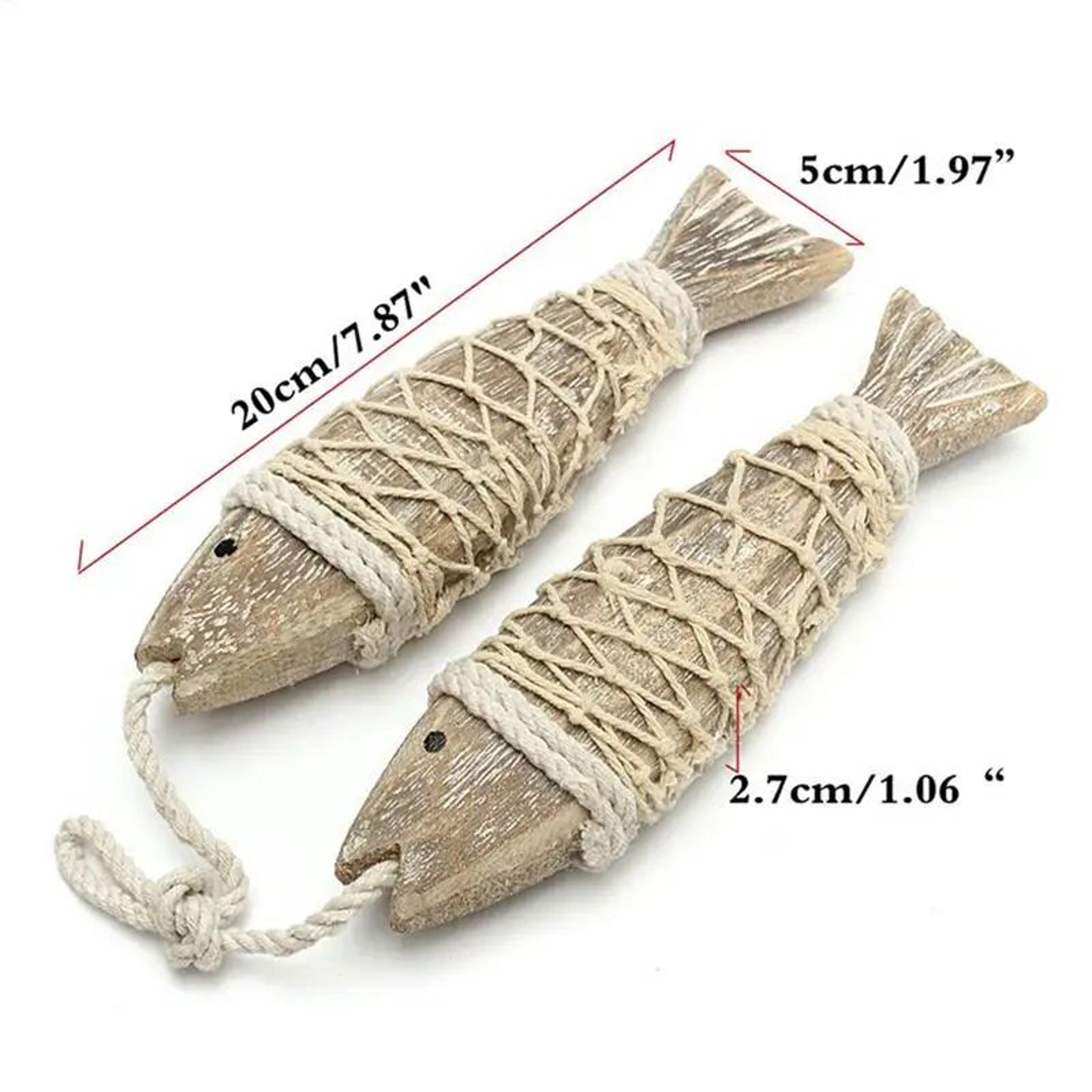 1 Pair Hand Carved Wooden Fish Coastal Wall Decor 1