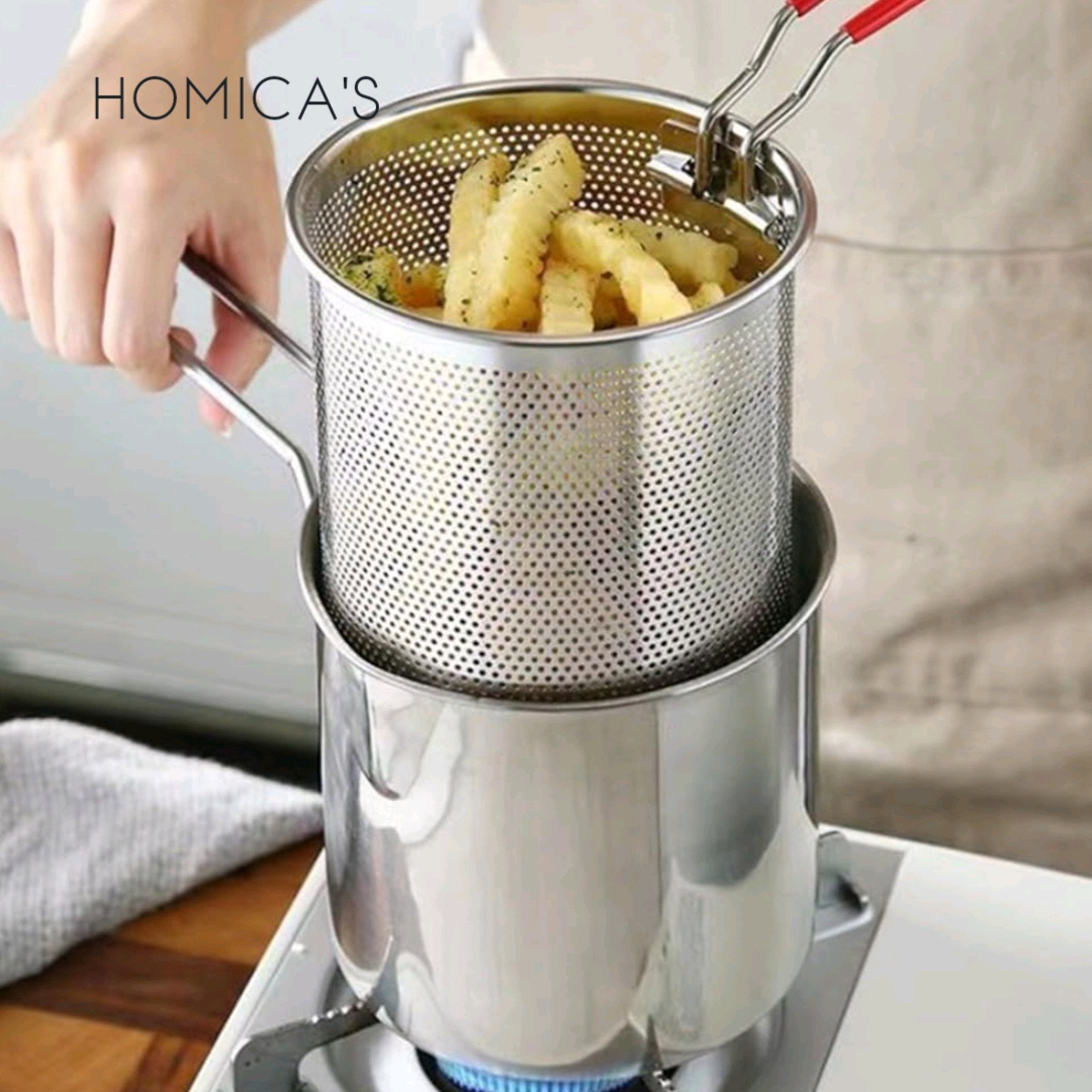 Premium Stainless Steel Deep Frying Pot With Strainer 1