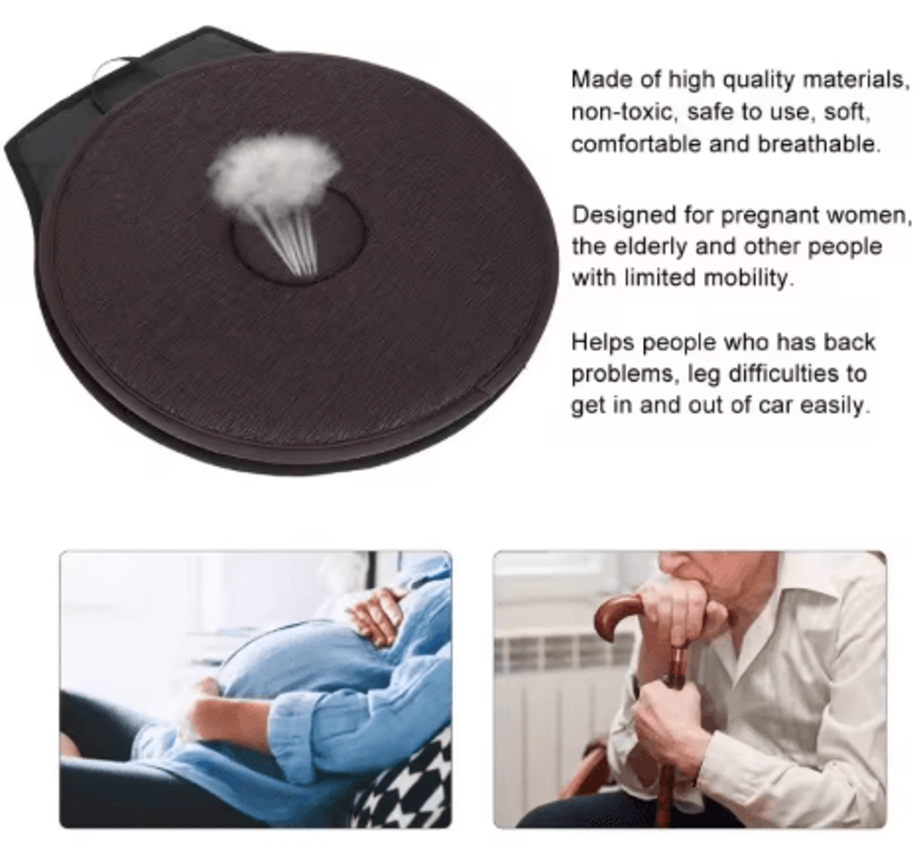 360 Rotating Car Seat Cushion Portable Anti Slip Swivel Cushion For Easy Entry And Exit 7