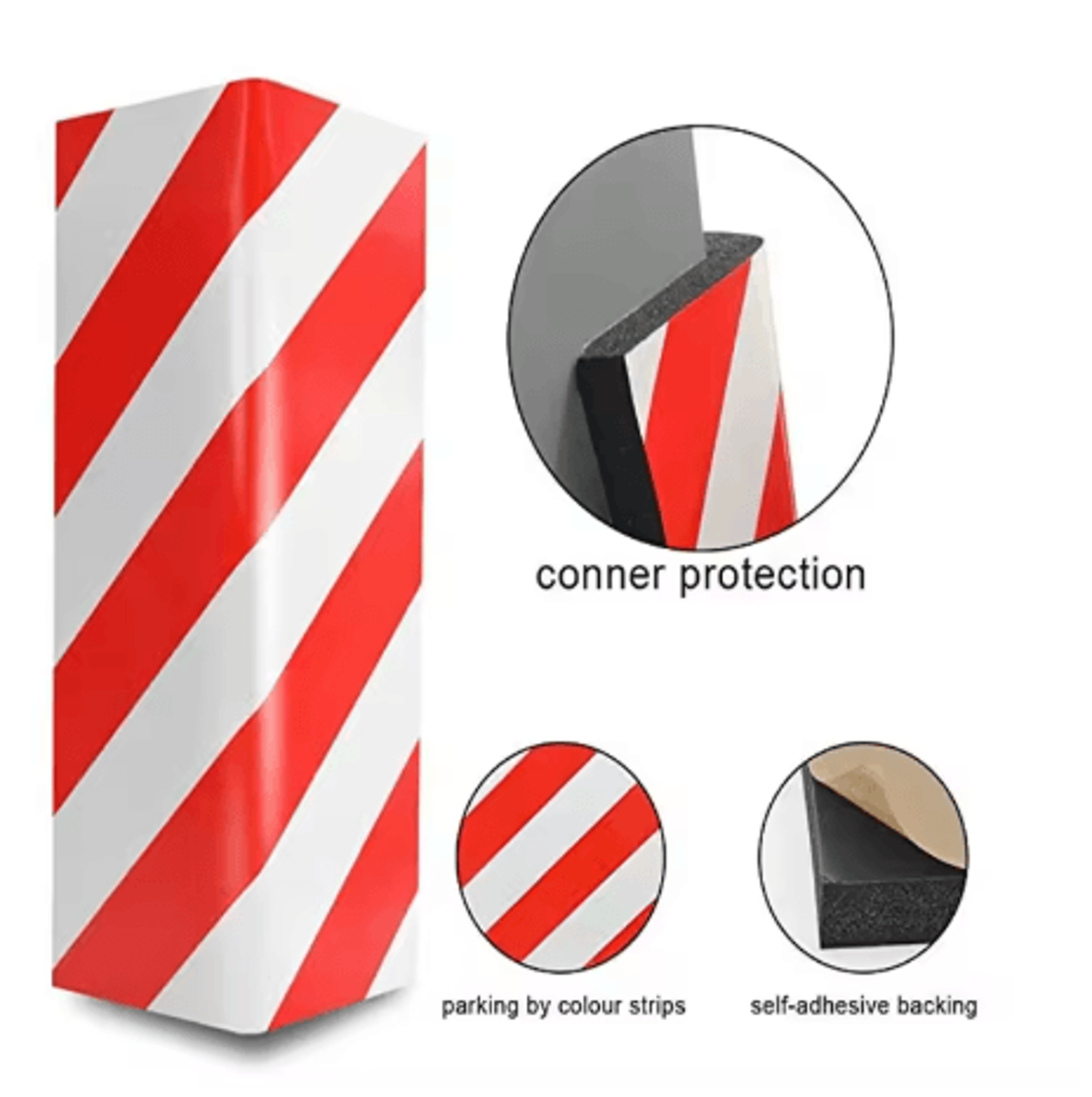 Car Foam Warning Sign Bumper Protector Self Adhesive Reflective Safety Strip For Garage Walls 2