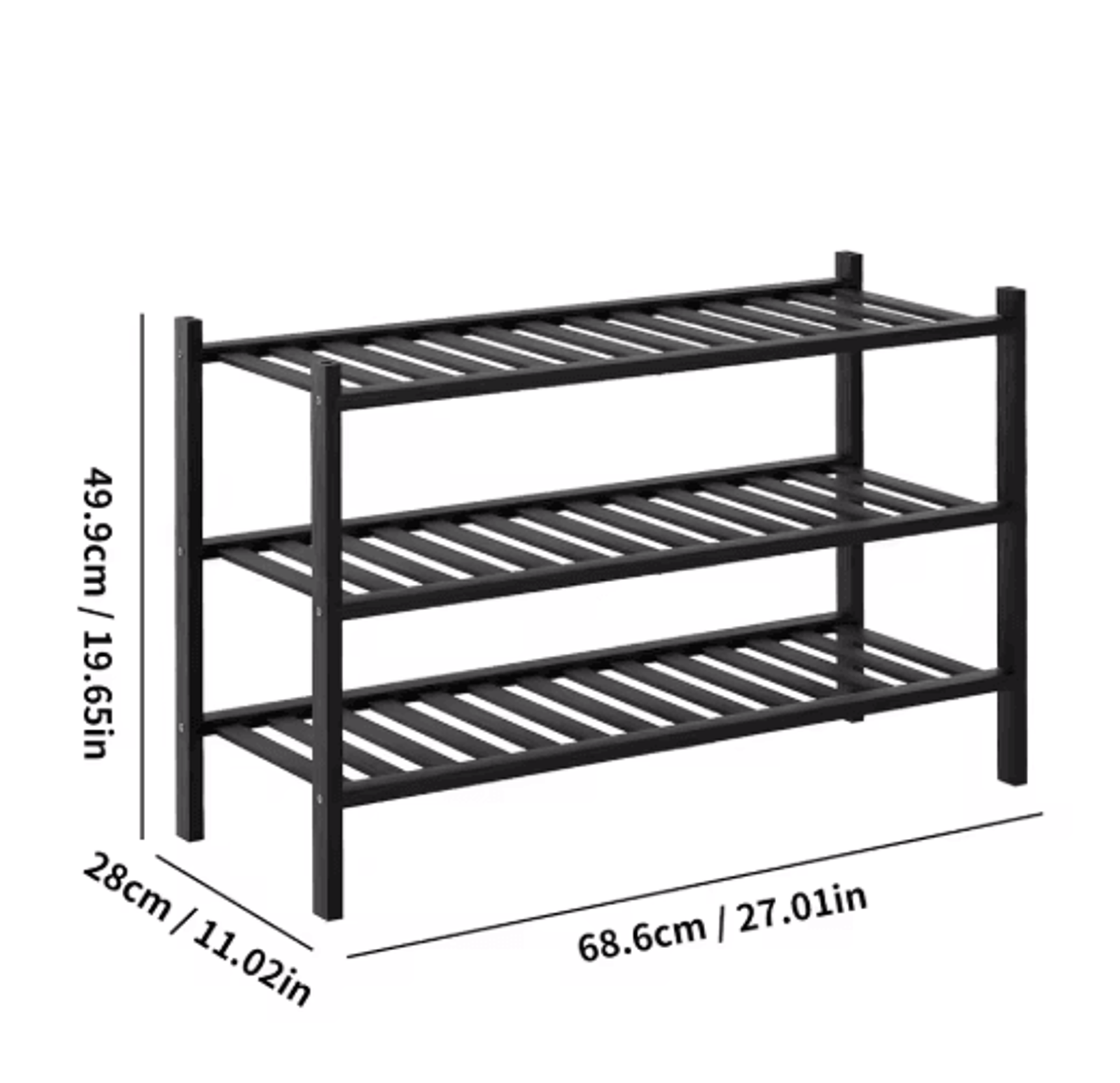 2 To 3 Tier Stackable Bamboo Shoe Rack Freestanding Entryway And Closet Organizer Black 2