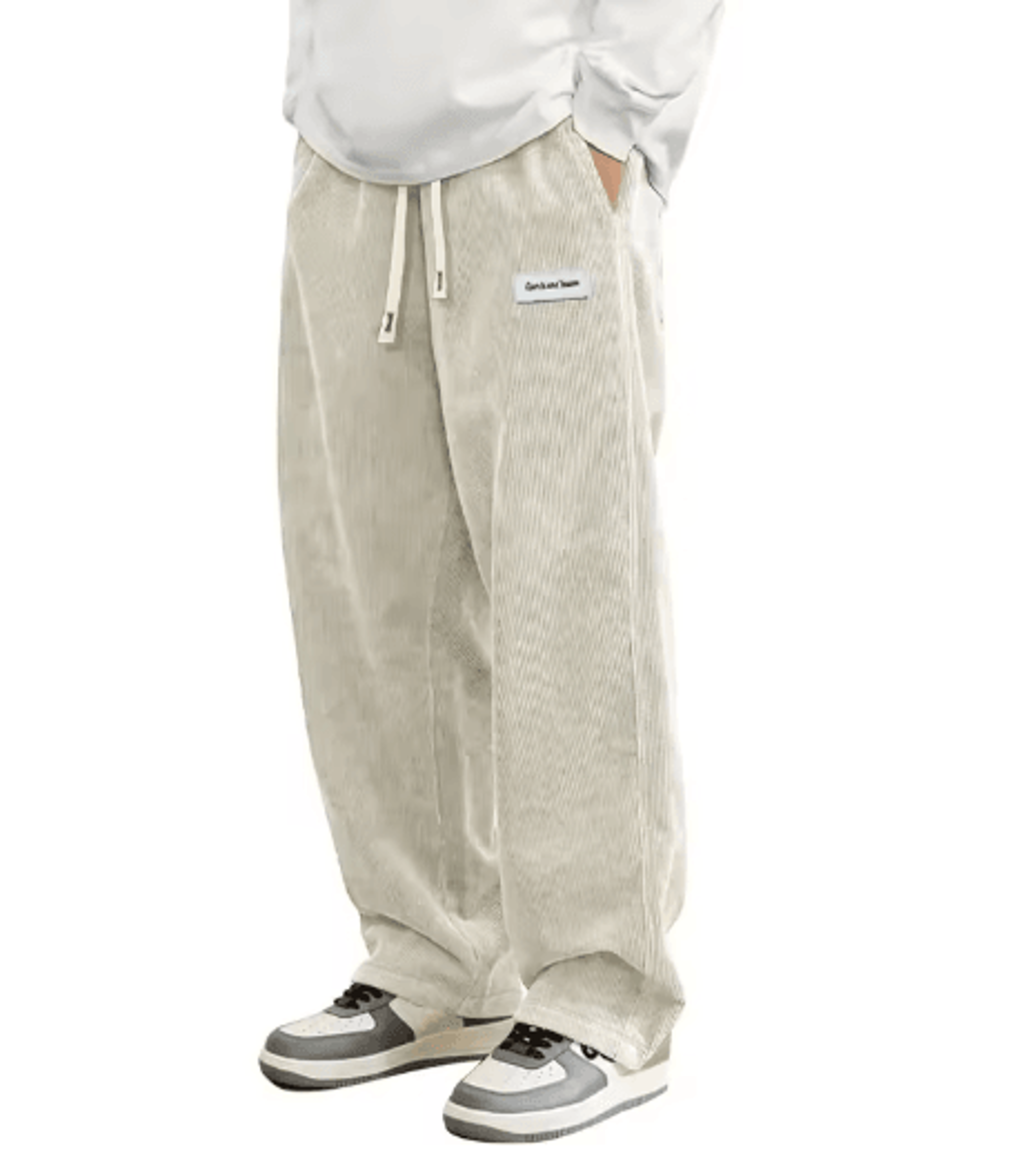 Mens Corduroy Casual Pants Loose Fit Elastic Waist Baggy Streetwear Trousers 4