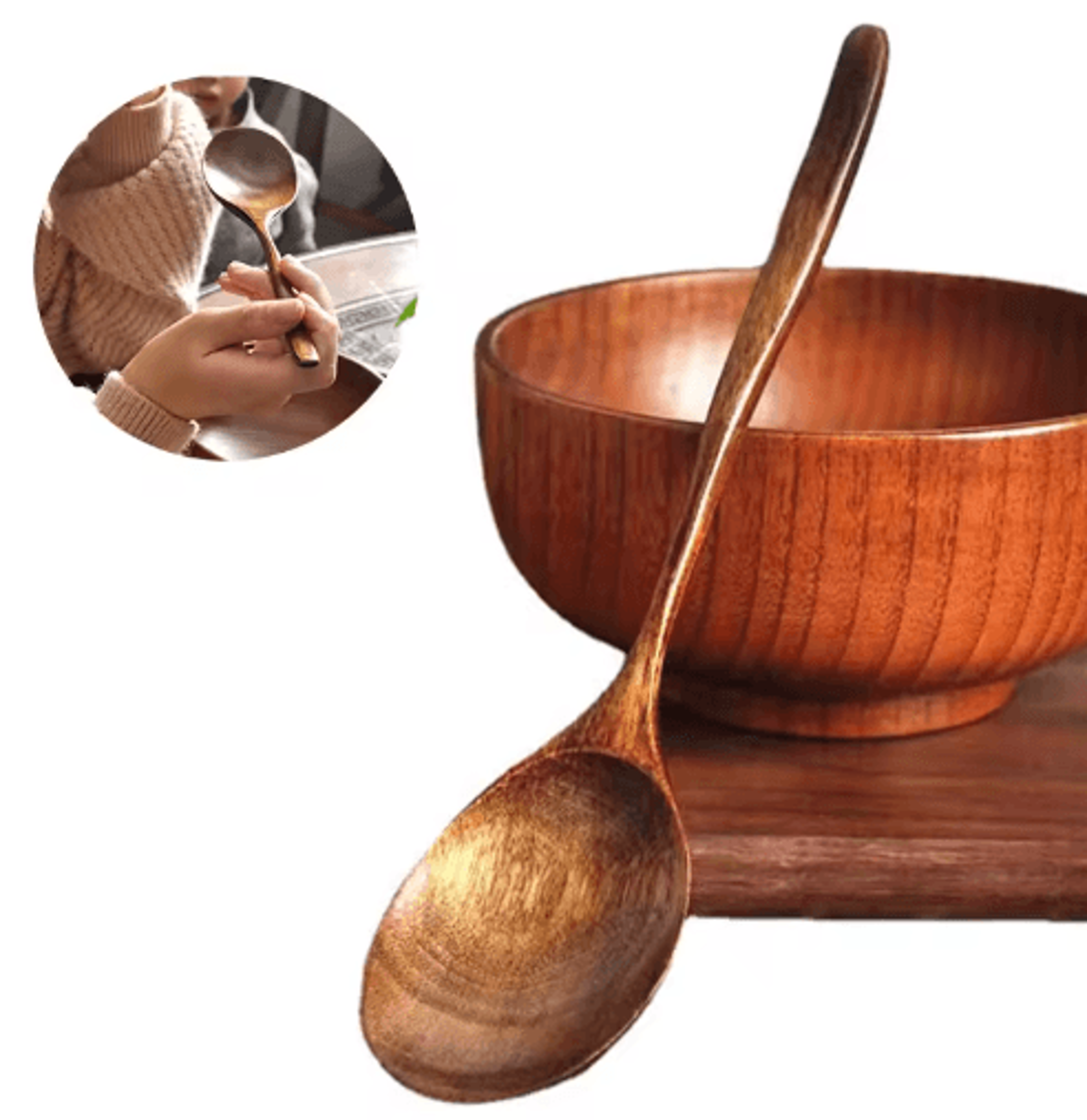 Wooden Soup Spoon Eco Friendly Natural Ellipse Ladle For Cooking And Dining 0