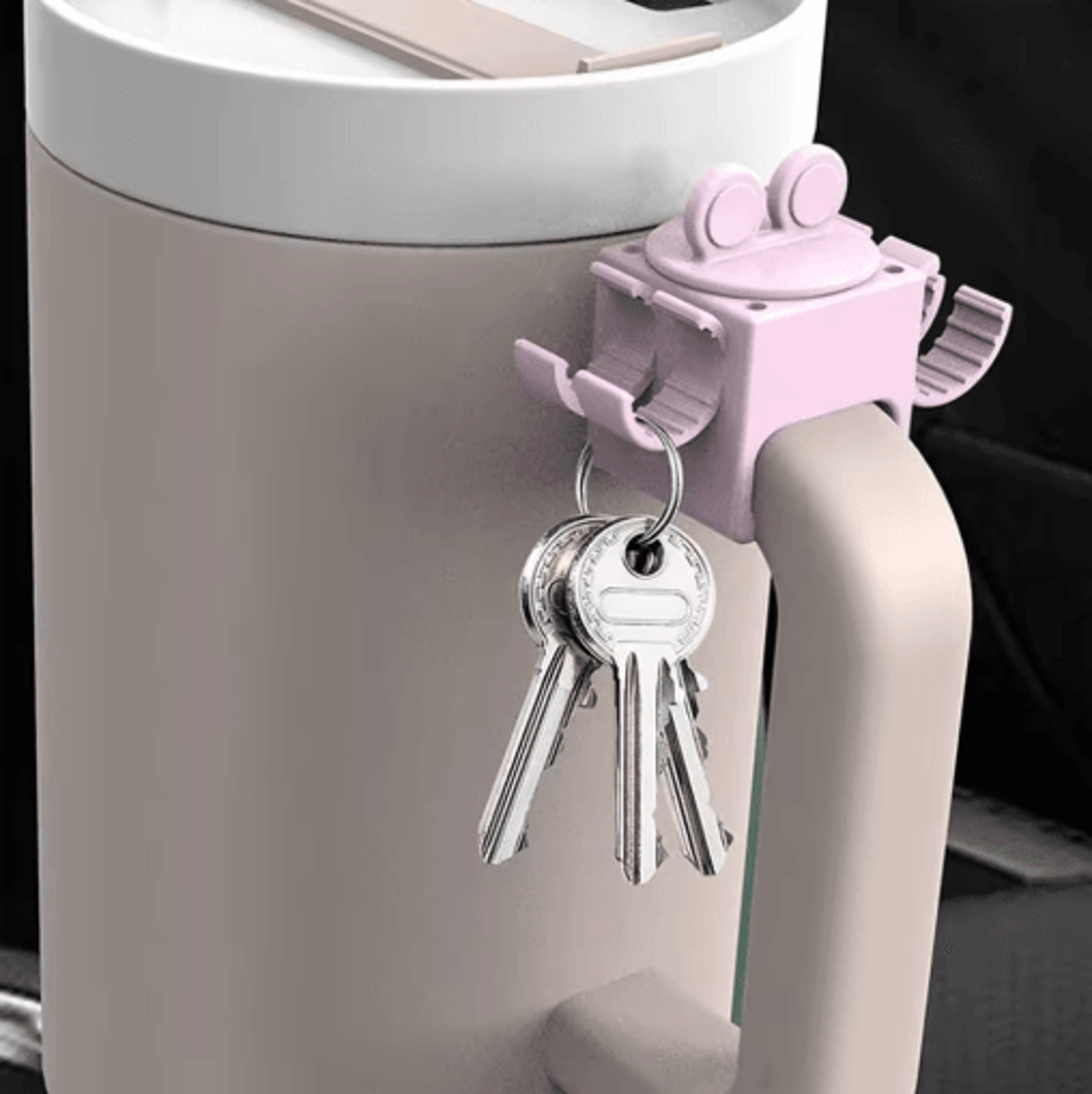 Lipstick Holder For Stanley Cup Handle Multifunctional Storage Clip With Keychain And Finger Ring 7