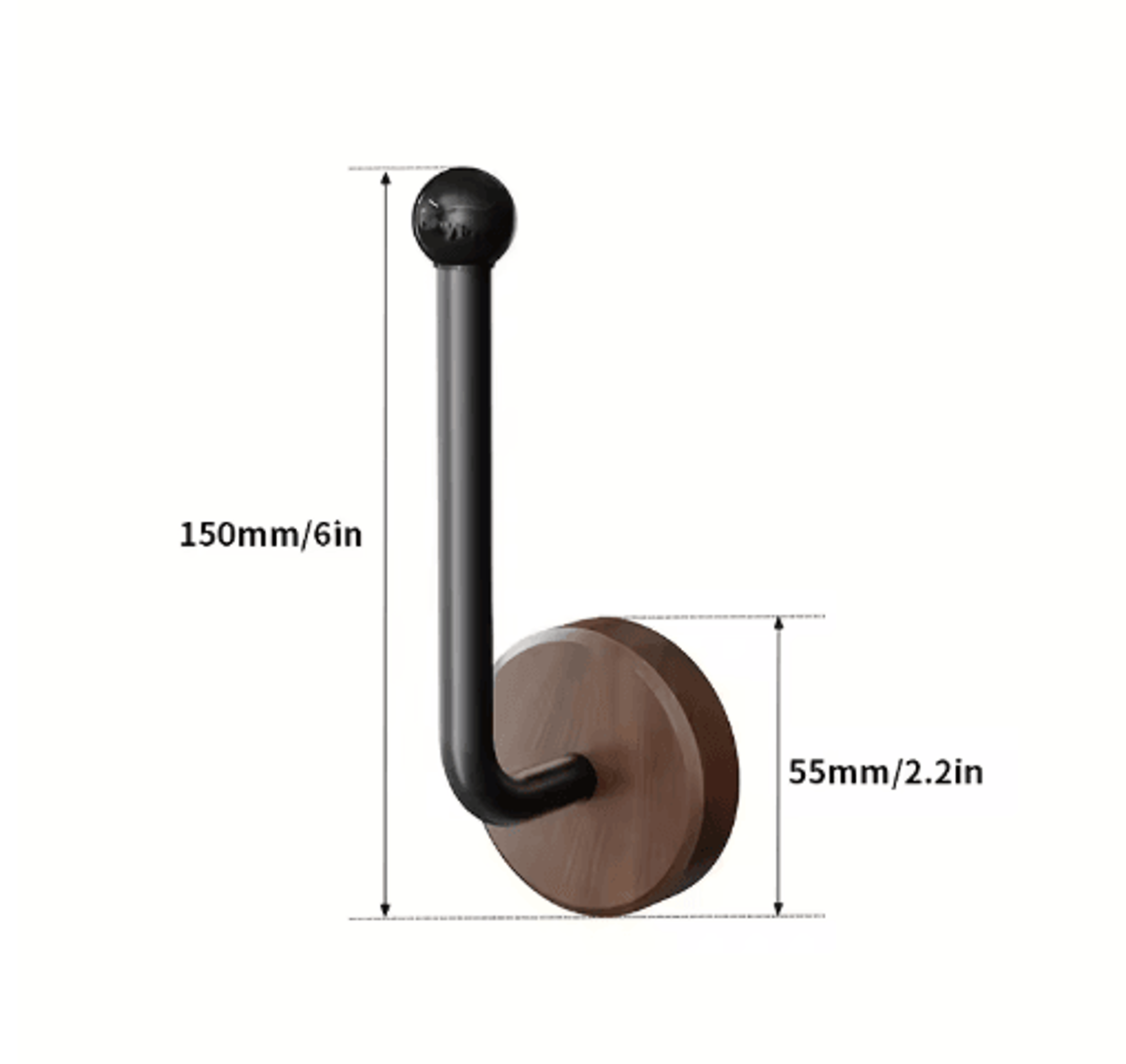 2 Pack Modern Adhesive Curtain Holdbacks No Drill Wall Mounted Tiebacks With Walnut Wood Base 5