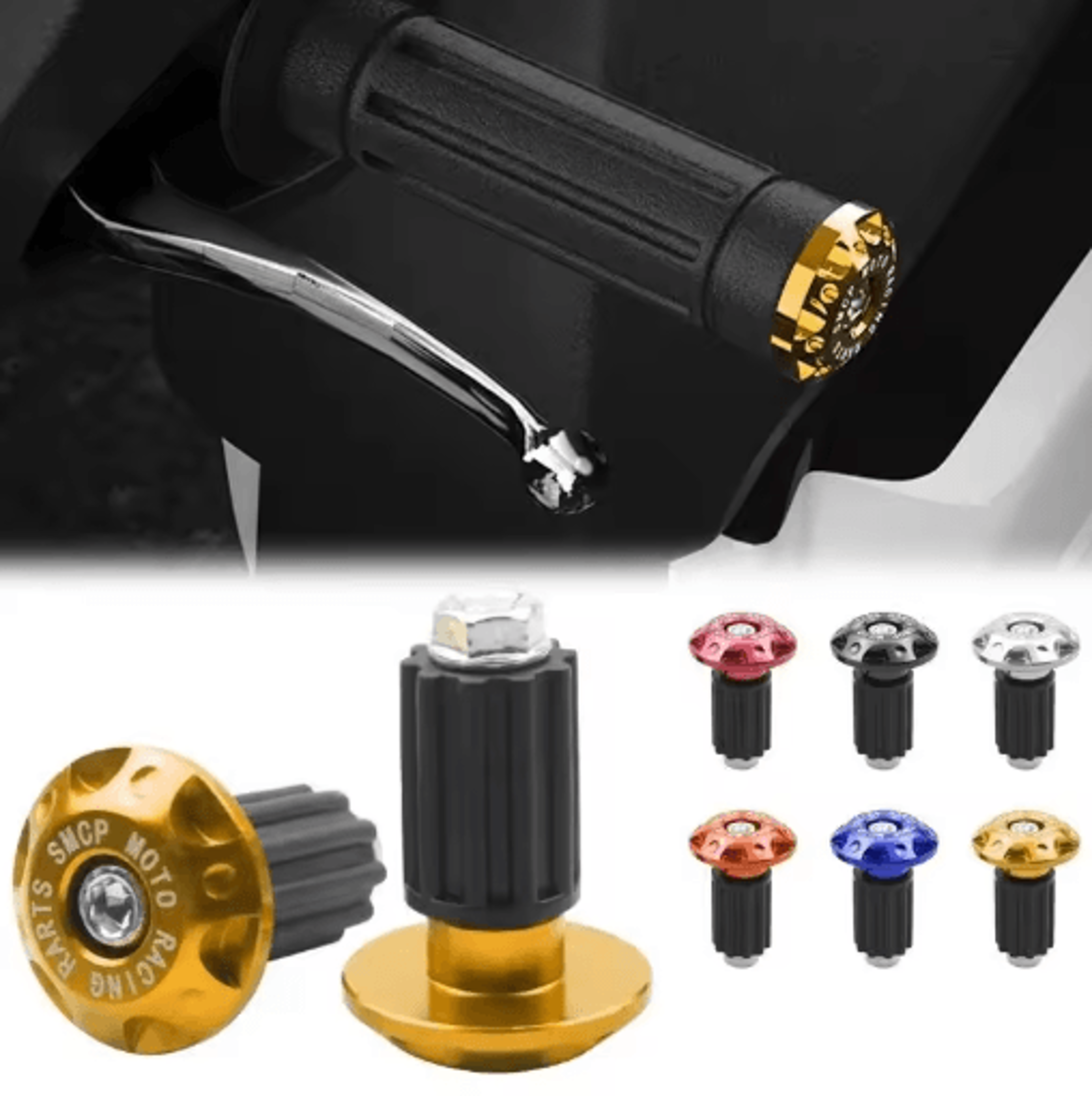 Motorcycle Handlebar End Caps CNC Metal Counterweight Grips Plug Sliders 2PCS 6