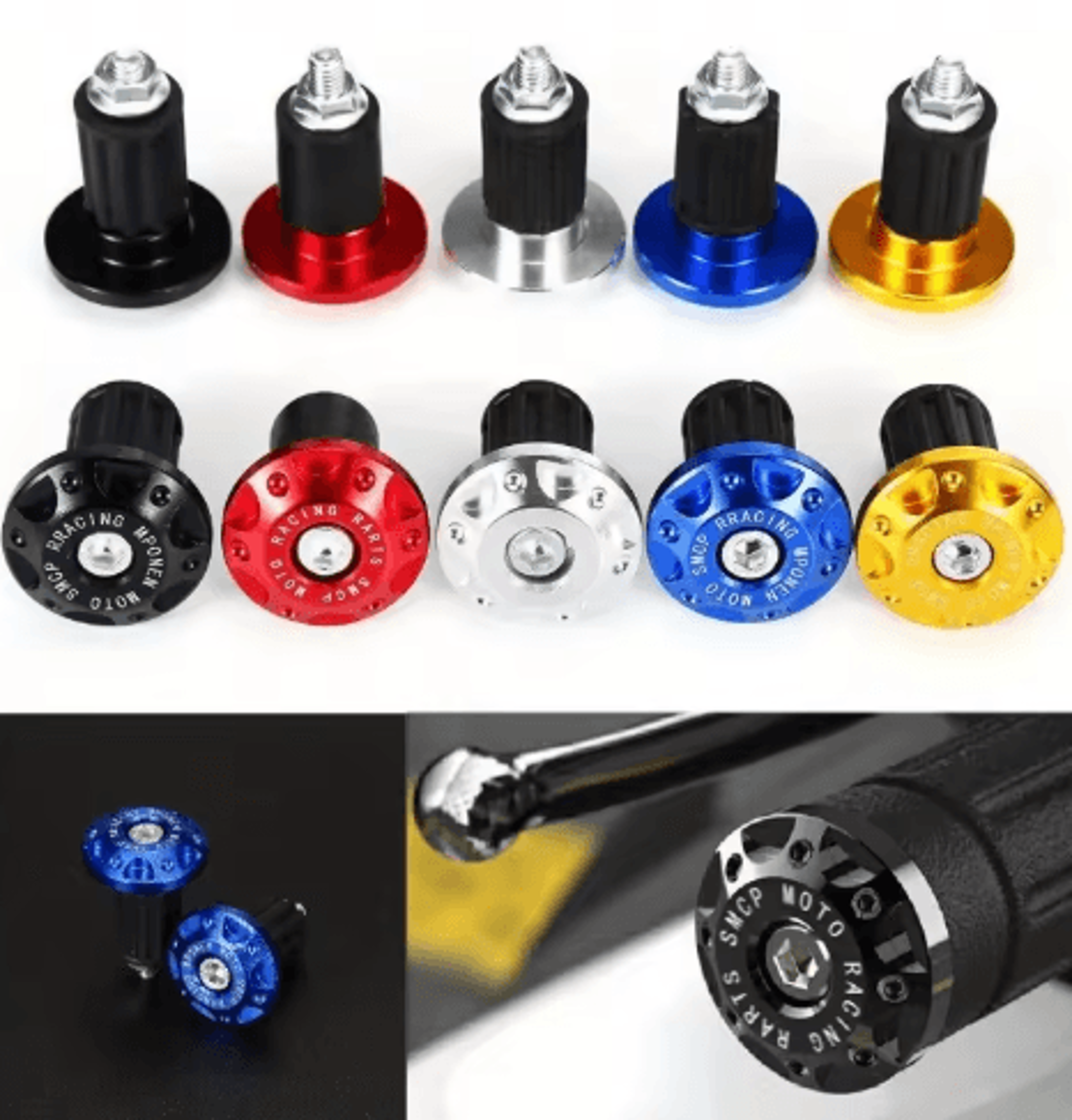 Motorcycle Handlebar End Caps CNC Metal Counterweight Grips Plug Sliders 2PCS 7
